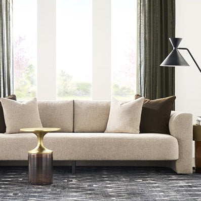 Vanguard Furniture Lola Jasper Pebble/Film Noir Bench Seat Sofa