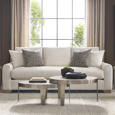 Vanguard Furniture Noa Aged Silver Metal/Travertine Top Round Cocktail Table