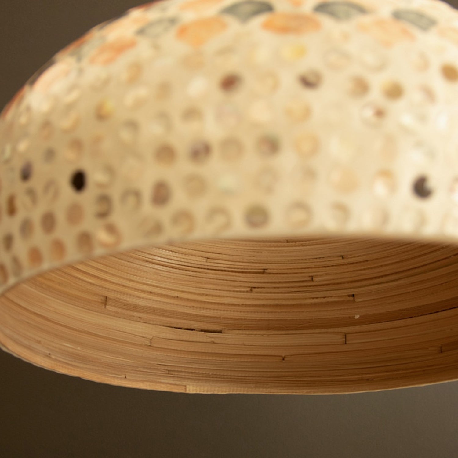 Spun Bamboo Pendant with Capiz Shell #3