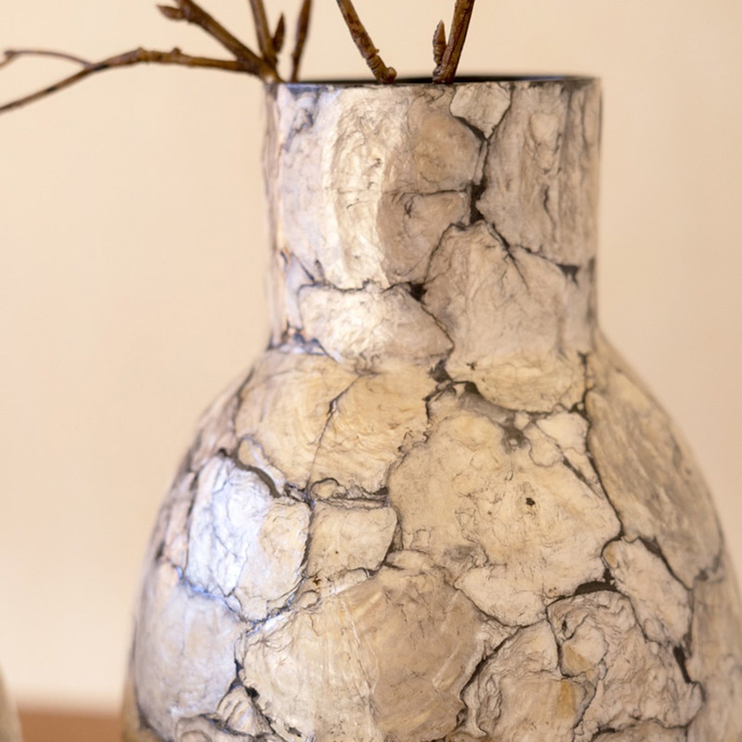 Spun Bamboo Vase with Capiz Shell #7