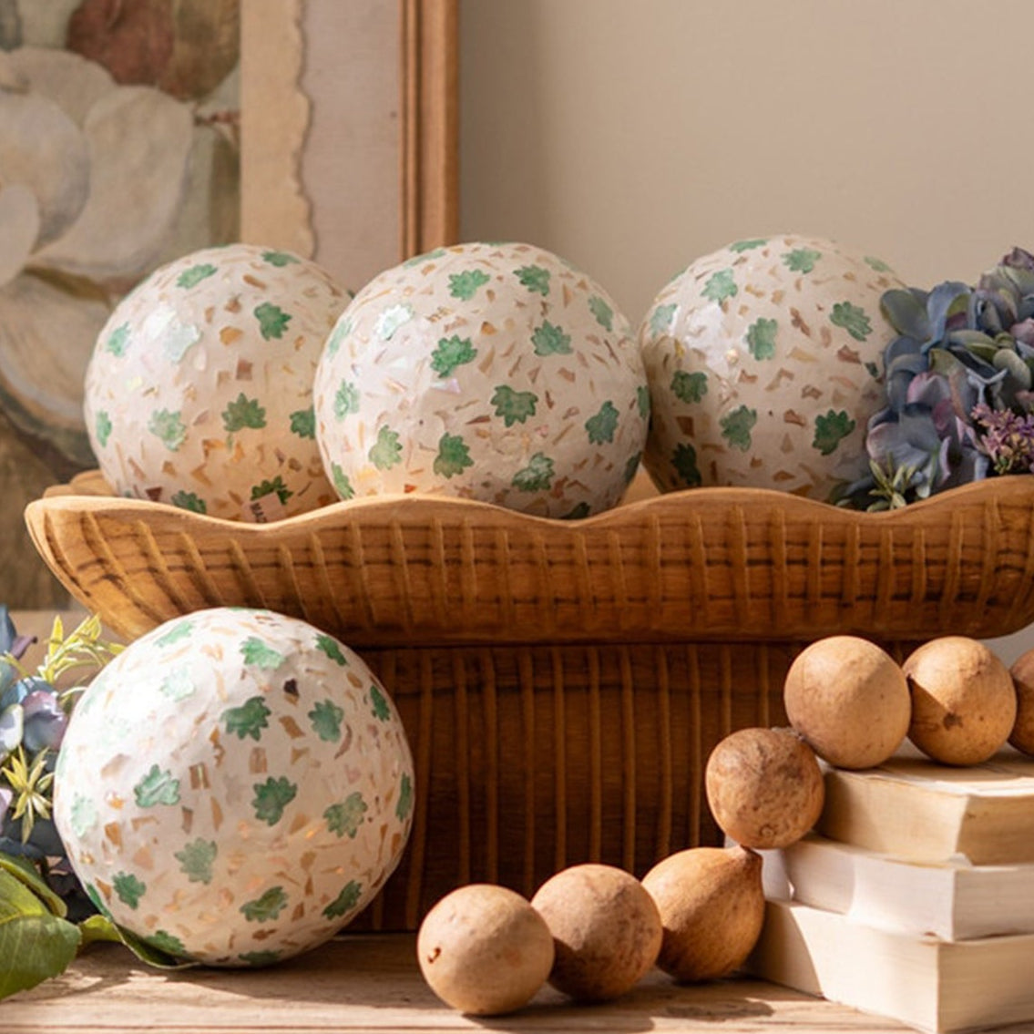 Spun Bamboo Ball with Capiz Shell