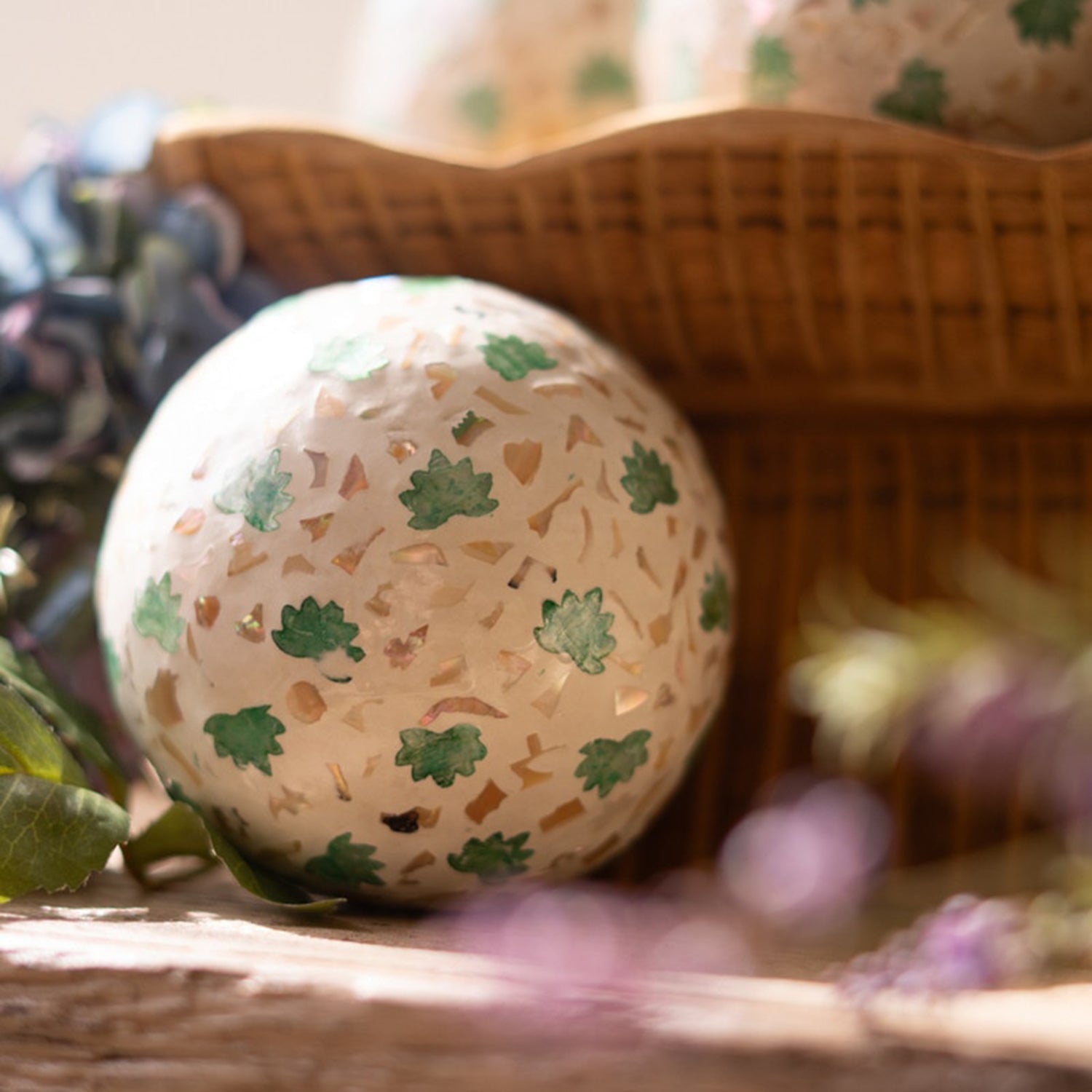 Spun Bamboo Ball with Capiz Shell