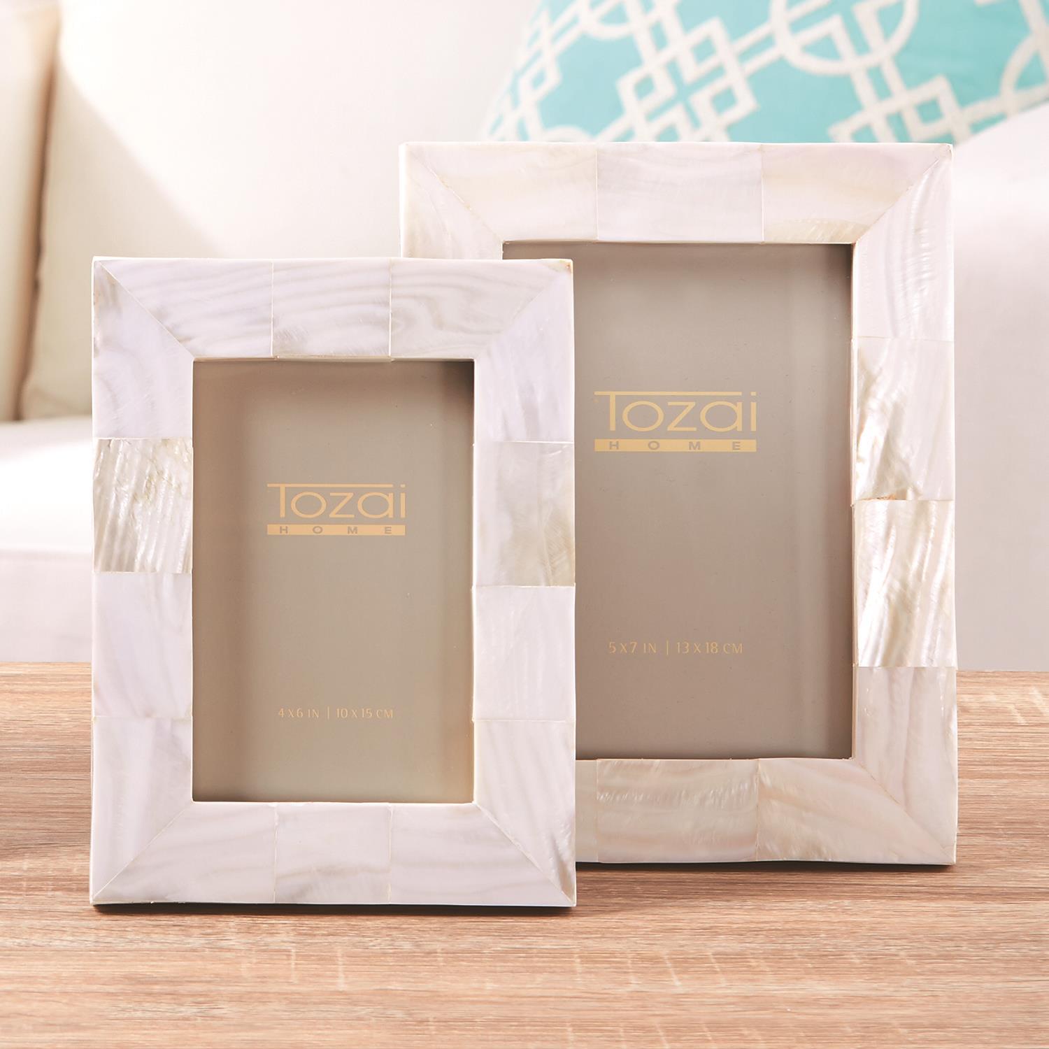 Pearly White Photo Frame Set of 2