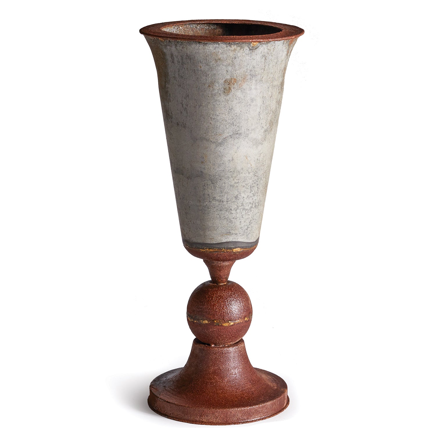 Weathered Metal Tapered Cone Urn