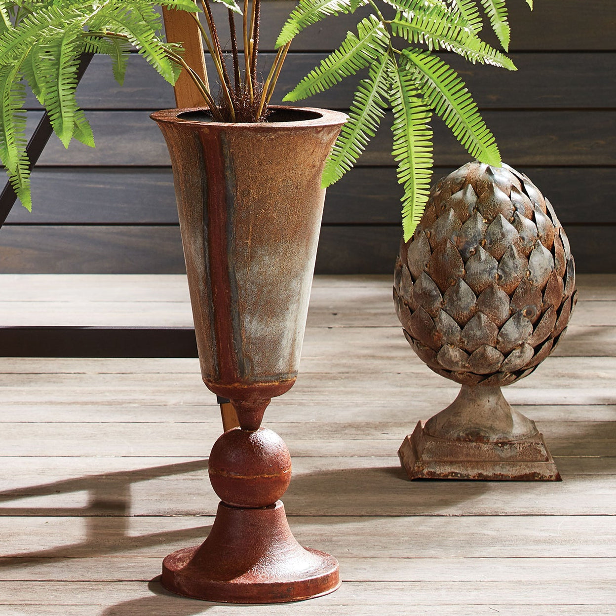 Weathered Metal Tapered Cone Urn