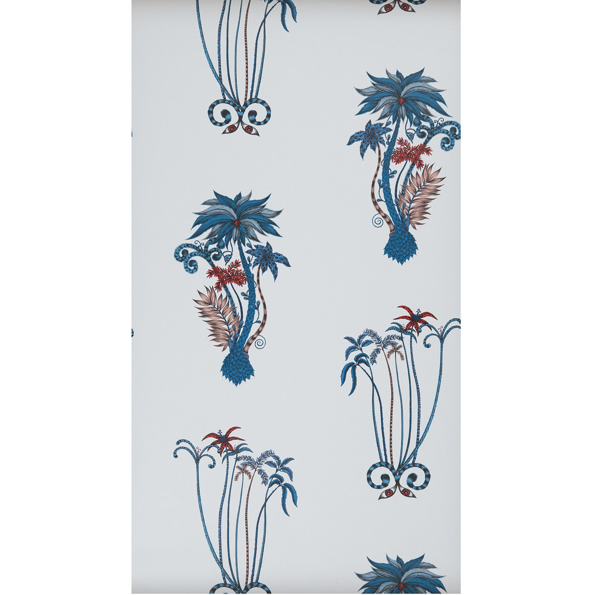 Clarke And Clarke Jungle Palms Blue Wallpaper