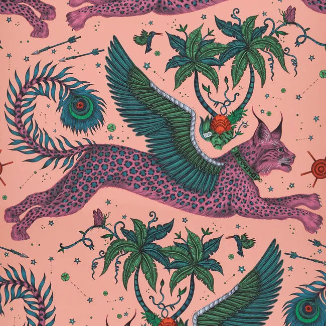 Clarke And Clarke Lynx Coral Wallpaper