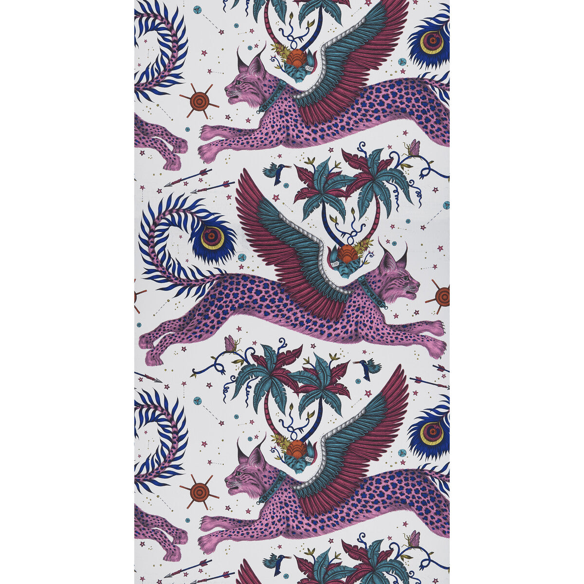 Clarke And Clarke Lynx Magenta Wallpaper