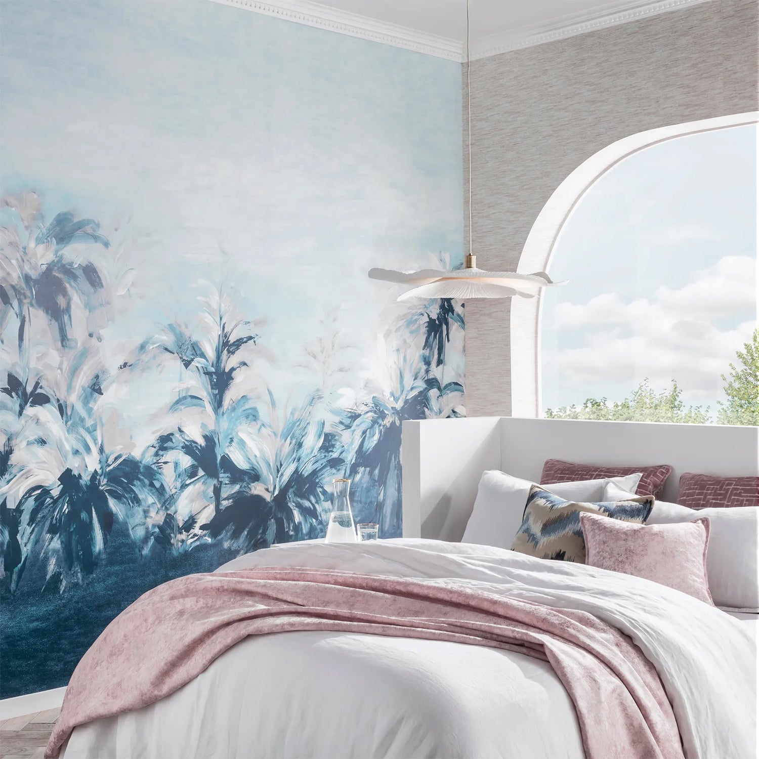 Clarke And Clarke Alberi Midnt/Lin Banner Wp Wallpaper