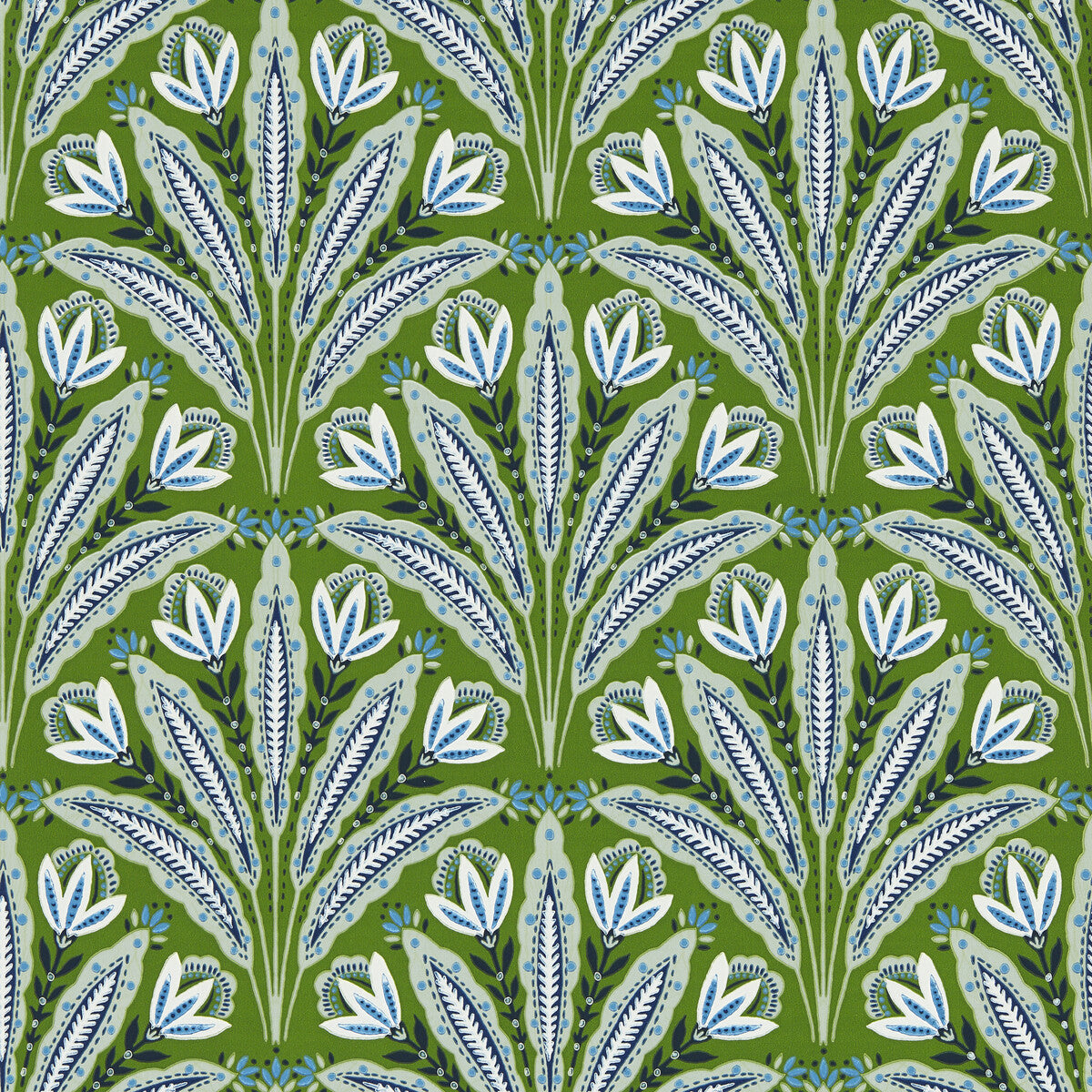 Clarke And Clarke Attingham Cobalt Green Wp Wallpaper