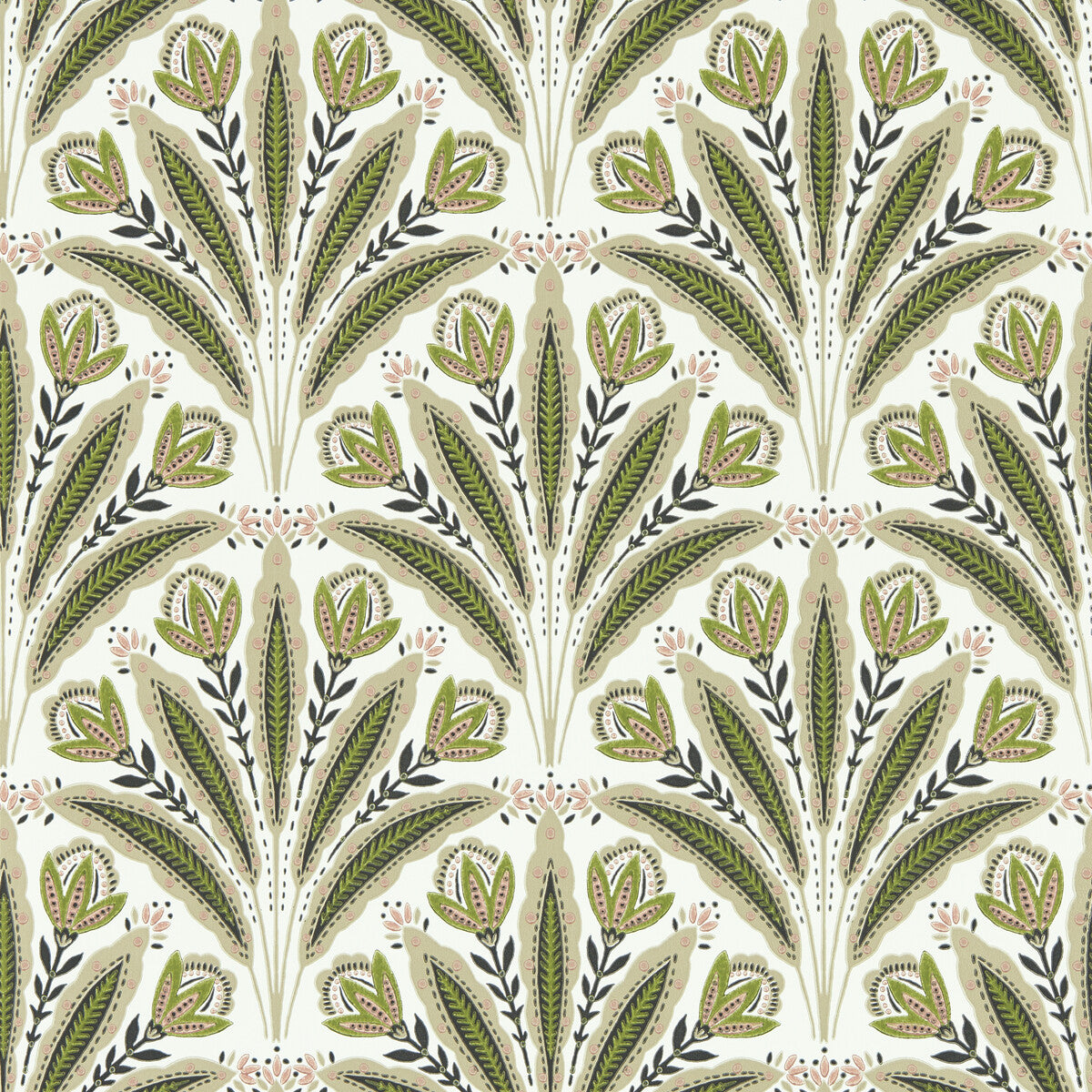 Clarke And Clarke Attingham Sage Blush Wp Wallpaper