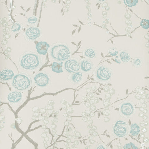 Kravet Design Peony Tree Aqua Wallpaper
