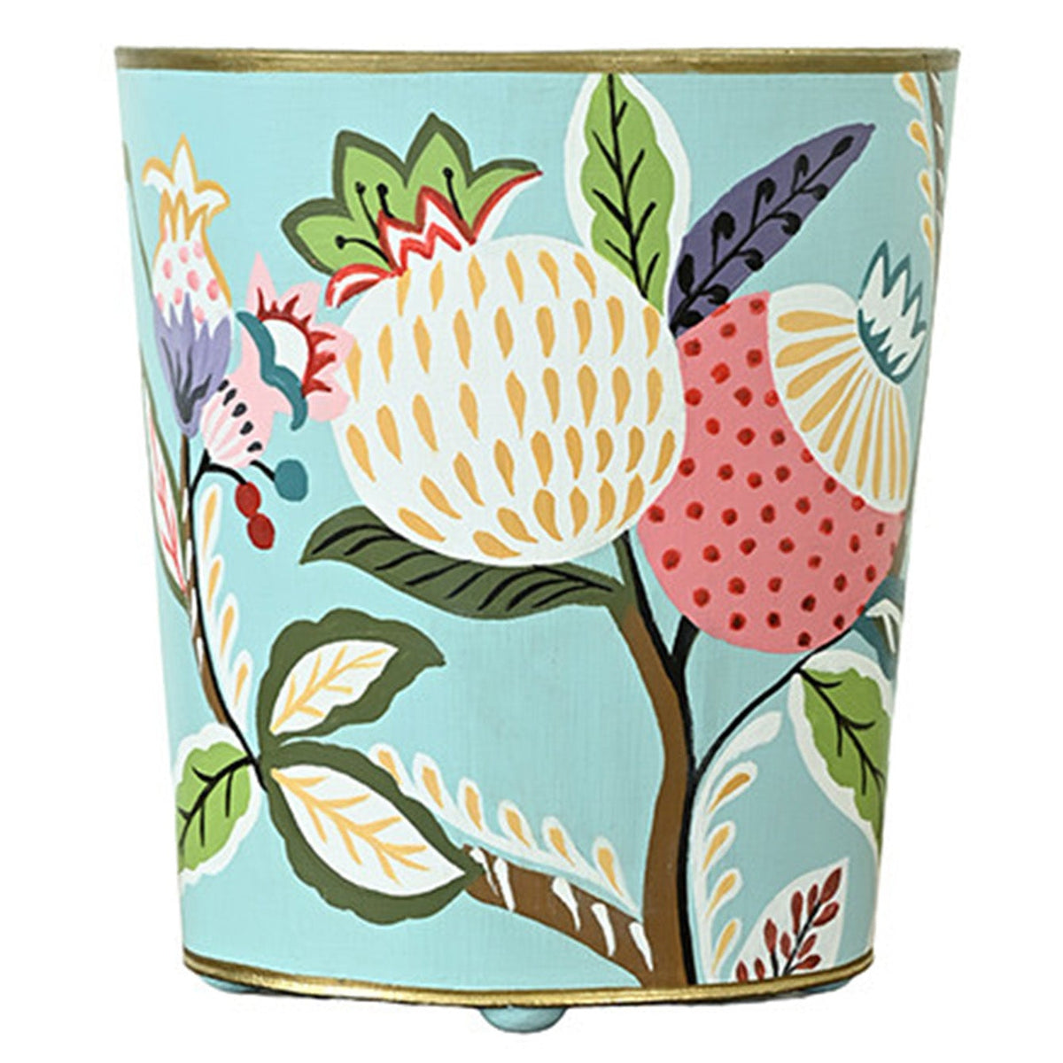 Worlds Away Poppy Waste Basket in Blue or Green, primary product view