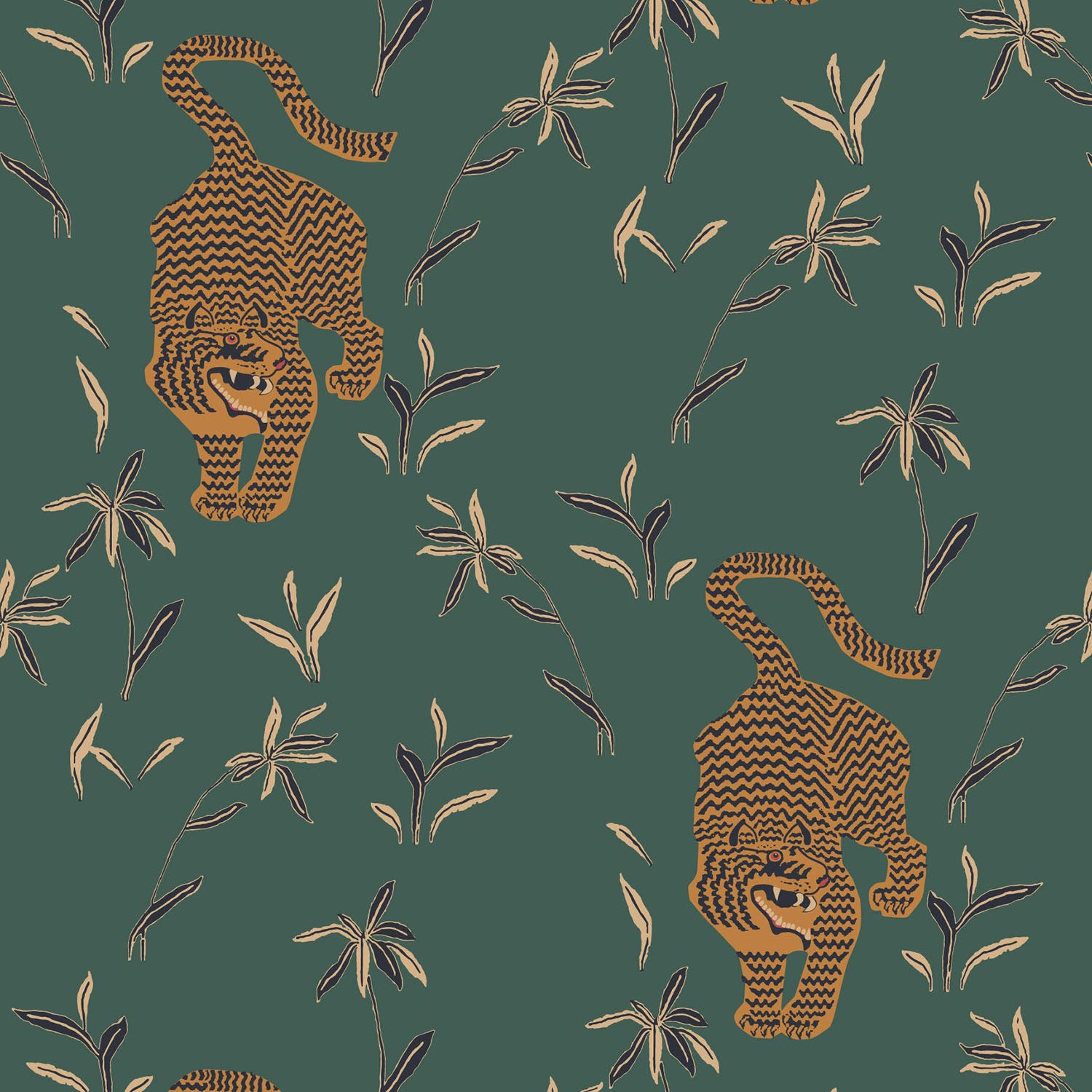 Mitchell Black Stalking Tiger Wallpaper