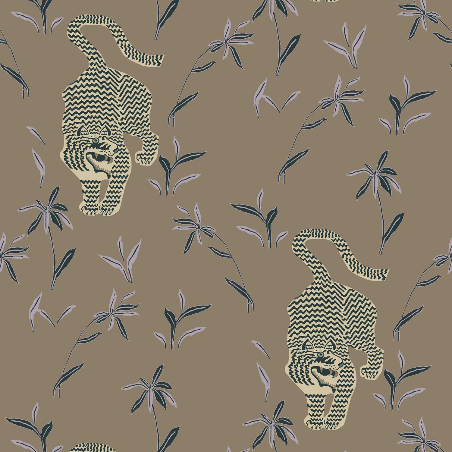 Mitchell Black Stalking Tiger Wallpaper