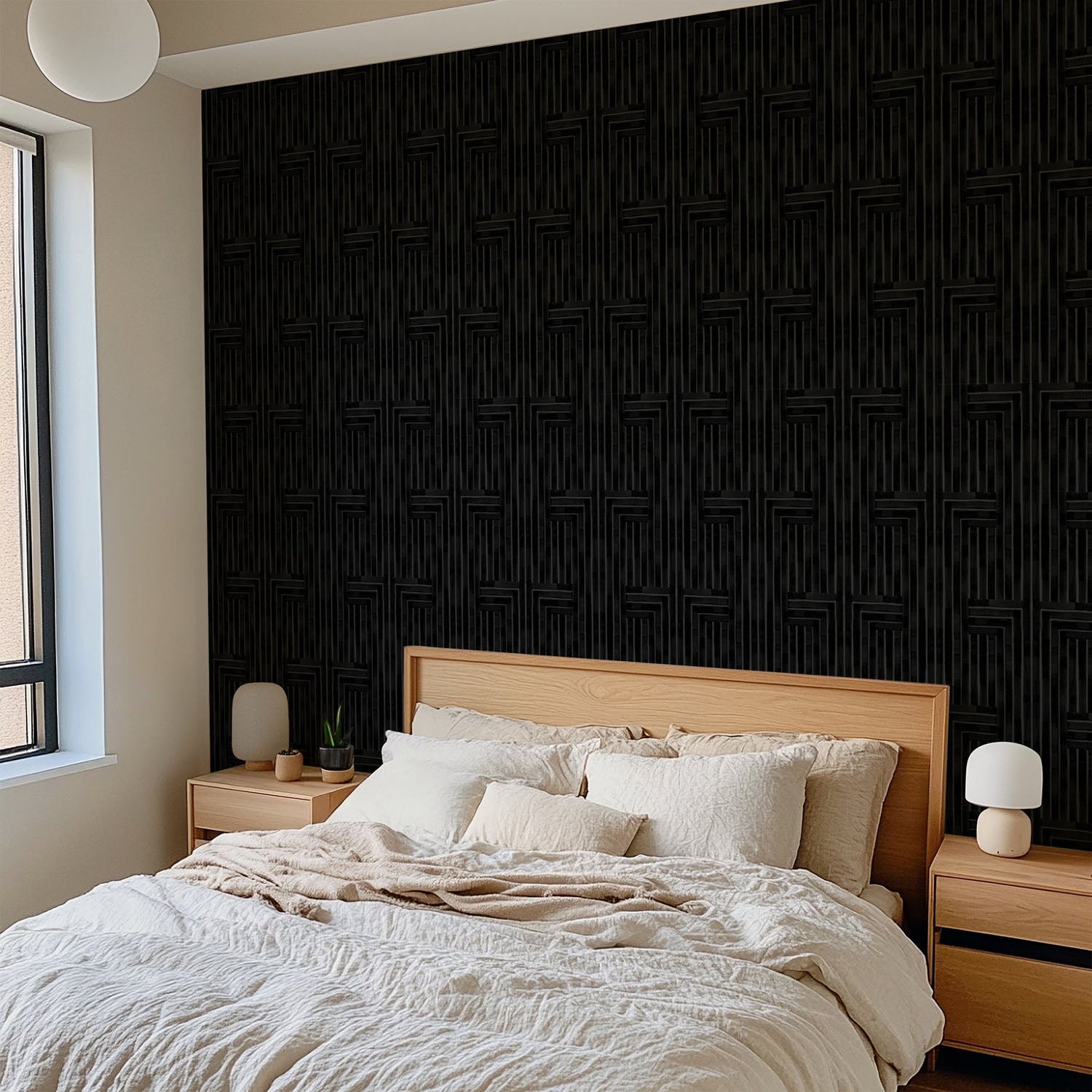 Mitchell Black Chiseled Wallpaper