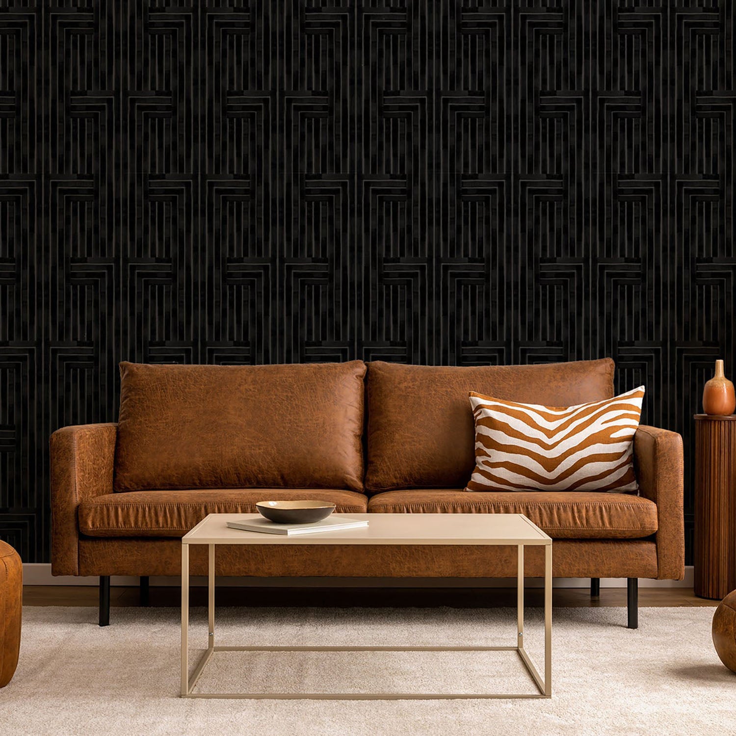 Mitchell Black Chiseled Wallpaper