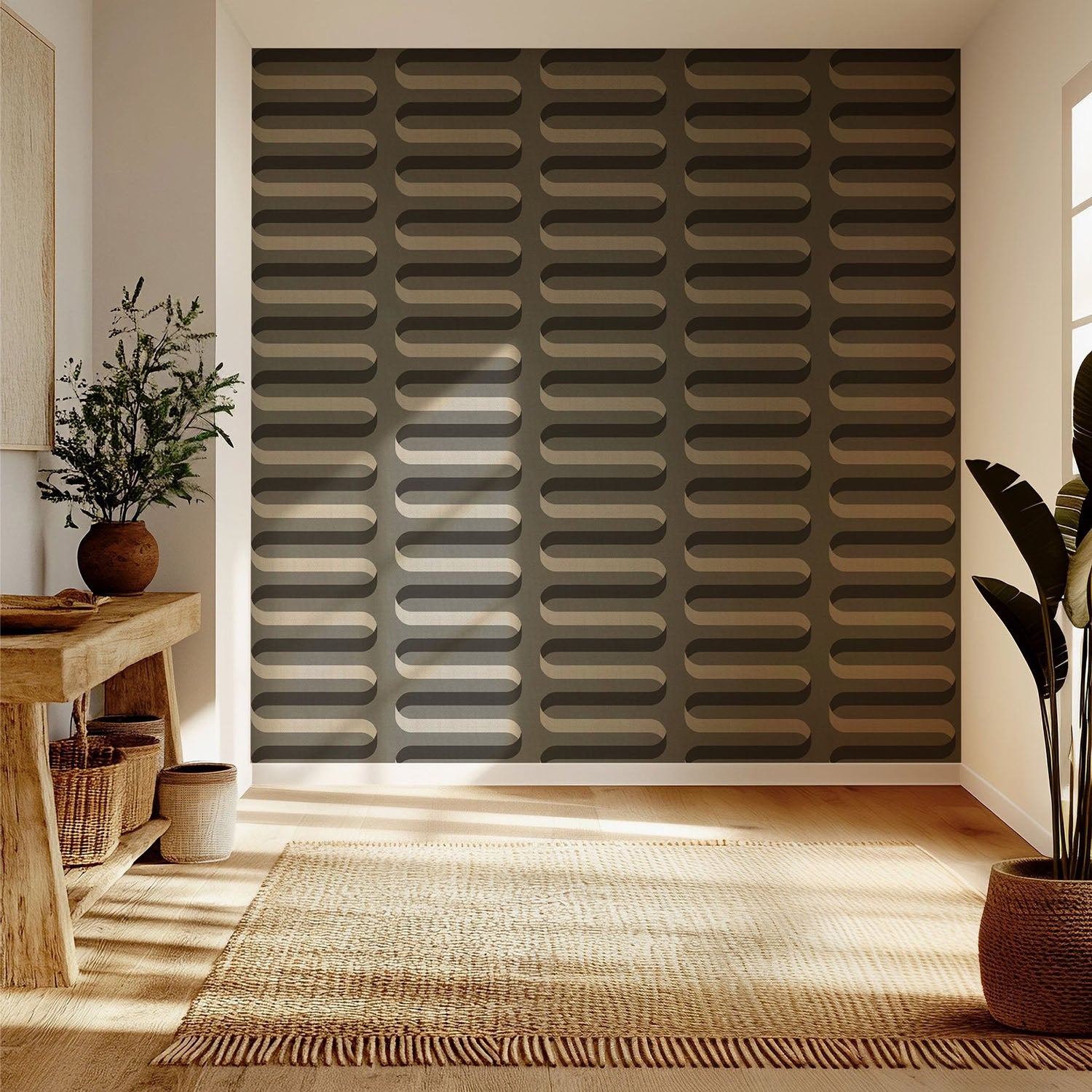 Mitchell Black Folding RIbbon Wallpaper