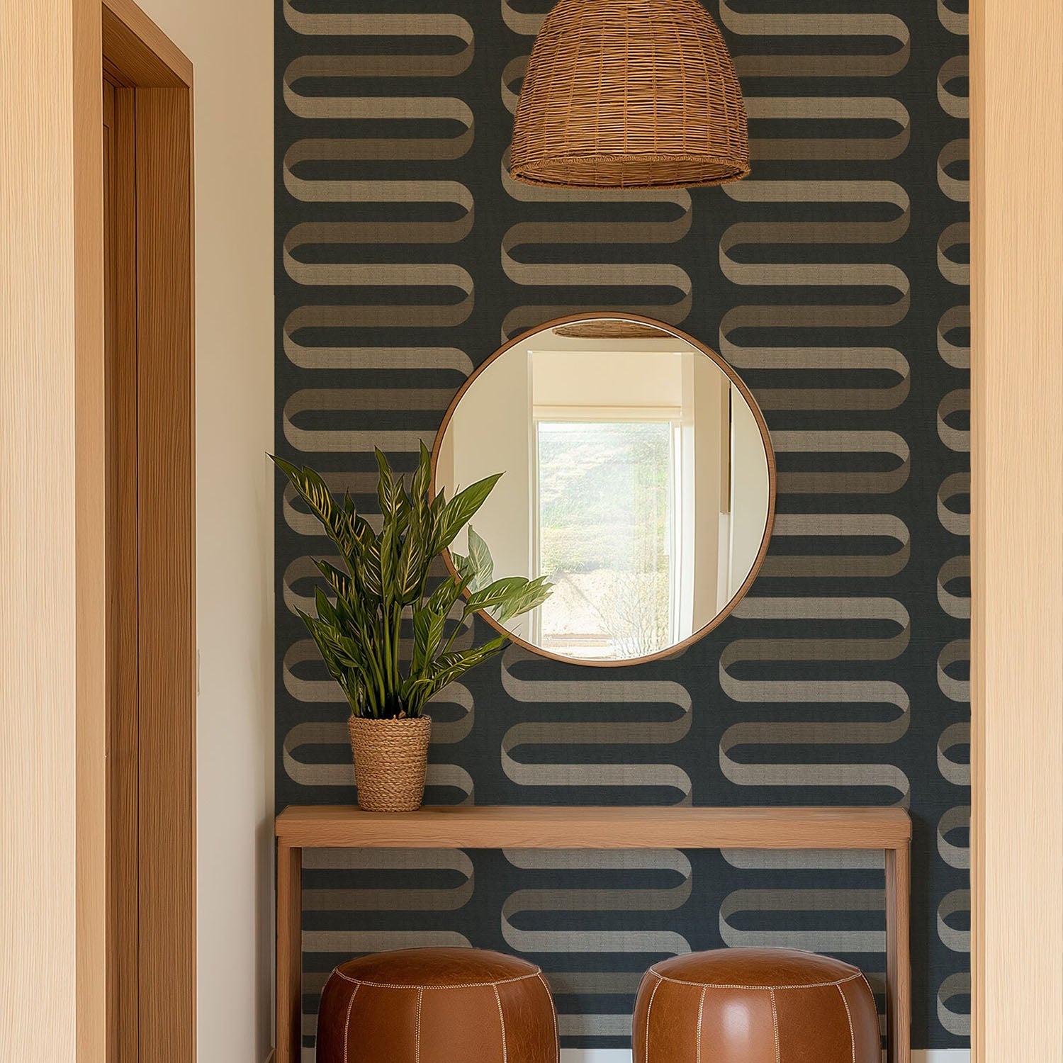 Mitchell Black Folding RIbbon Wallpaper