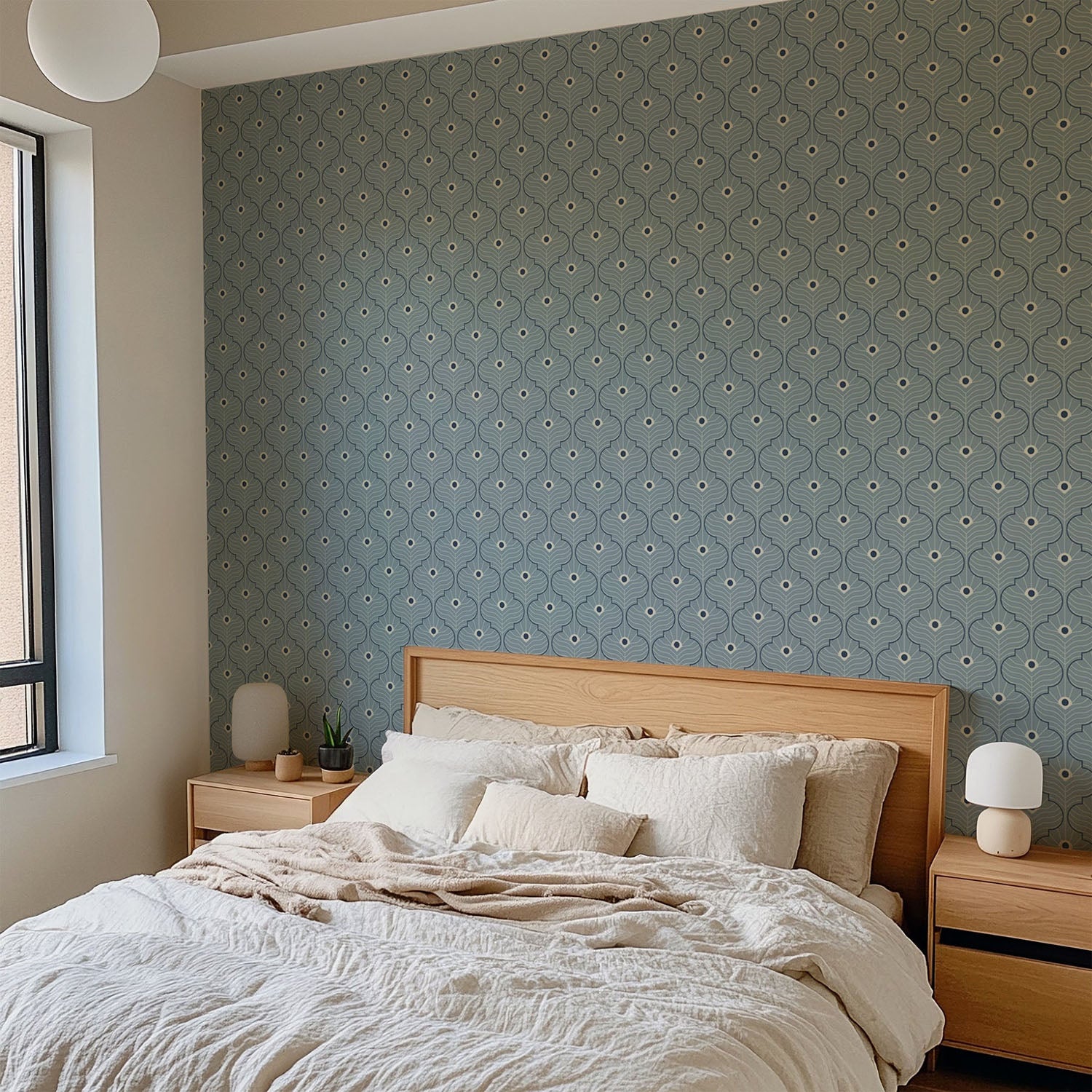 Mitchell Black Moroccan Peacock Wallpaper