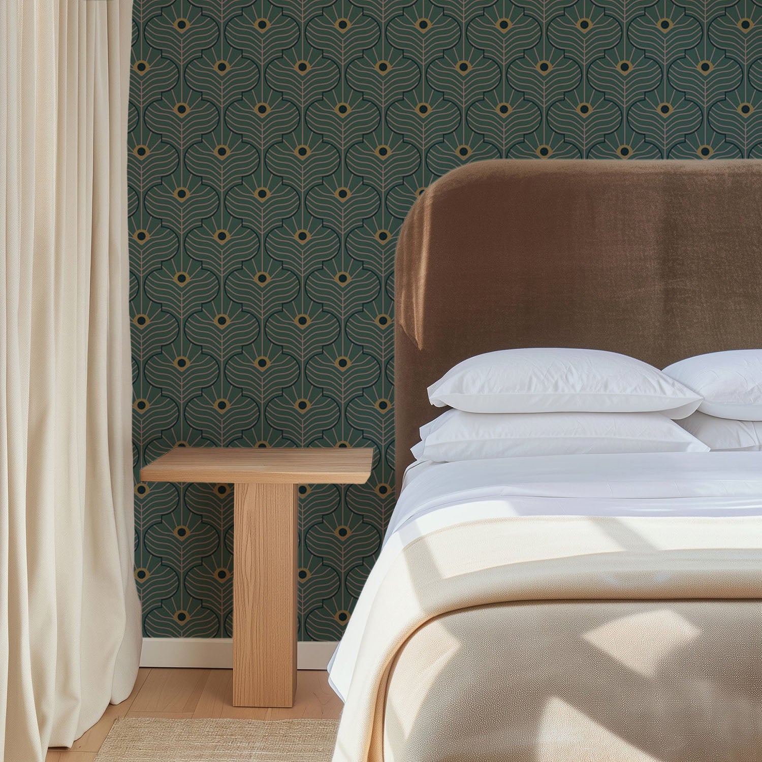 Mitchell Black Moroccan Peacock Wallpaper