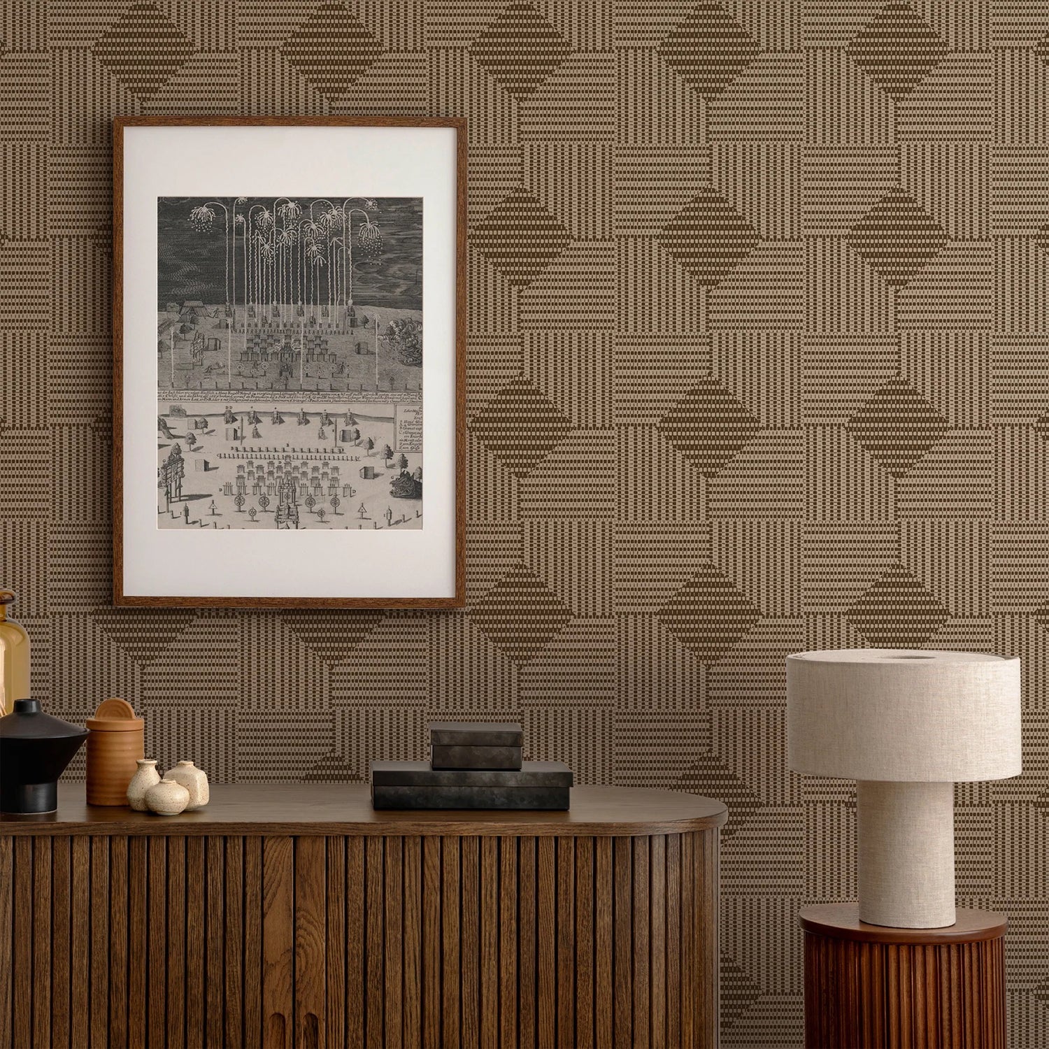 Mitchell Black Woven Basket Wallpaper