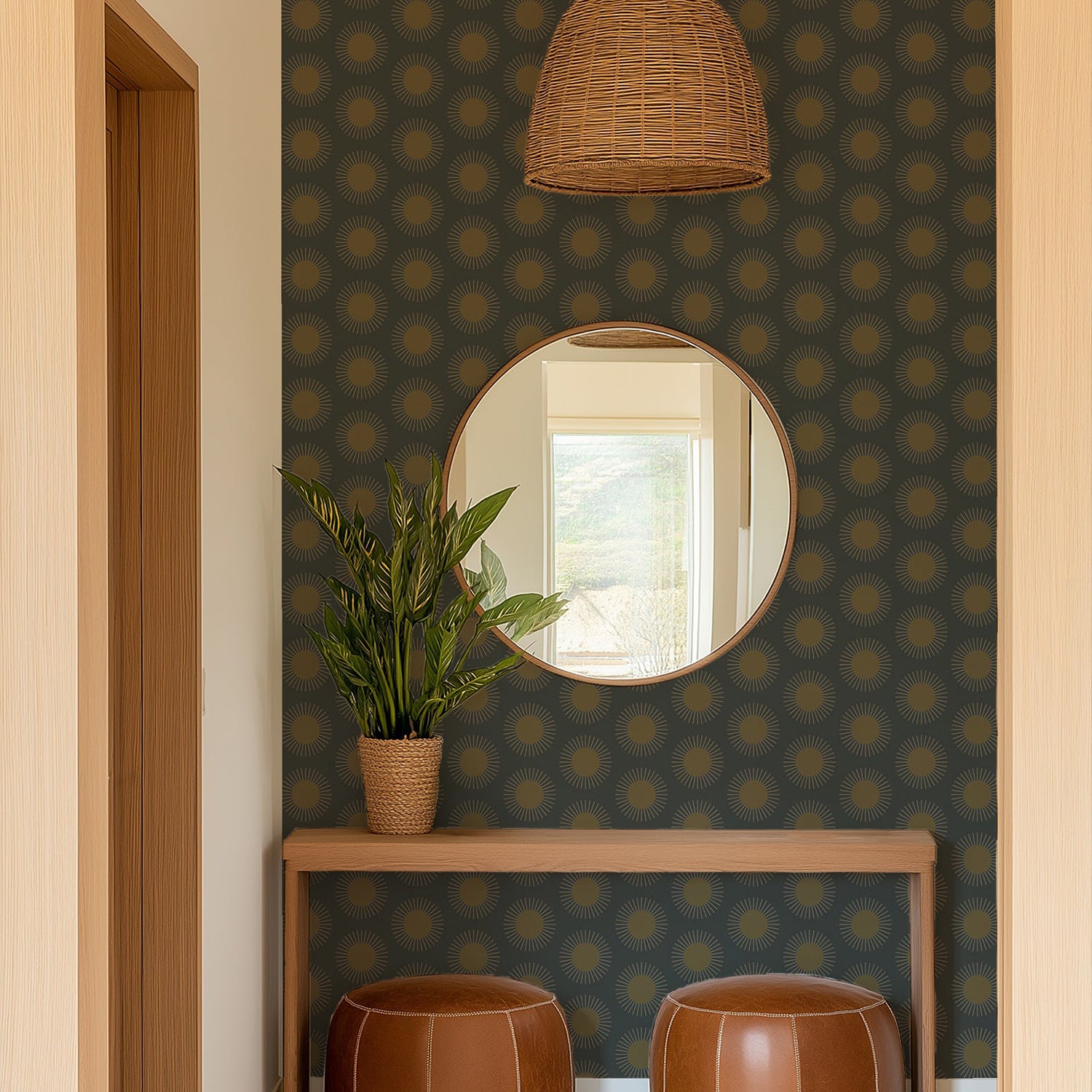 Mitchell Black Sunburst Wallpaper