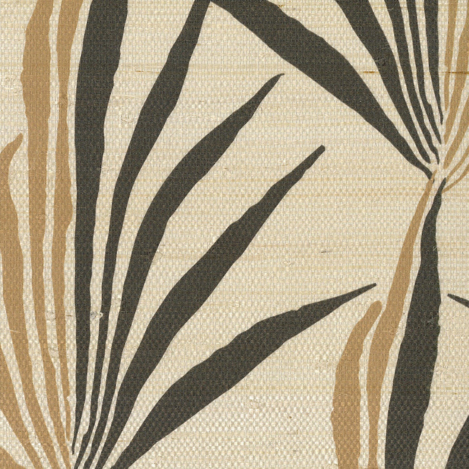 Mitchell Black Areca Palm Grasscloth Wallpaper