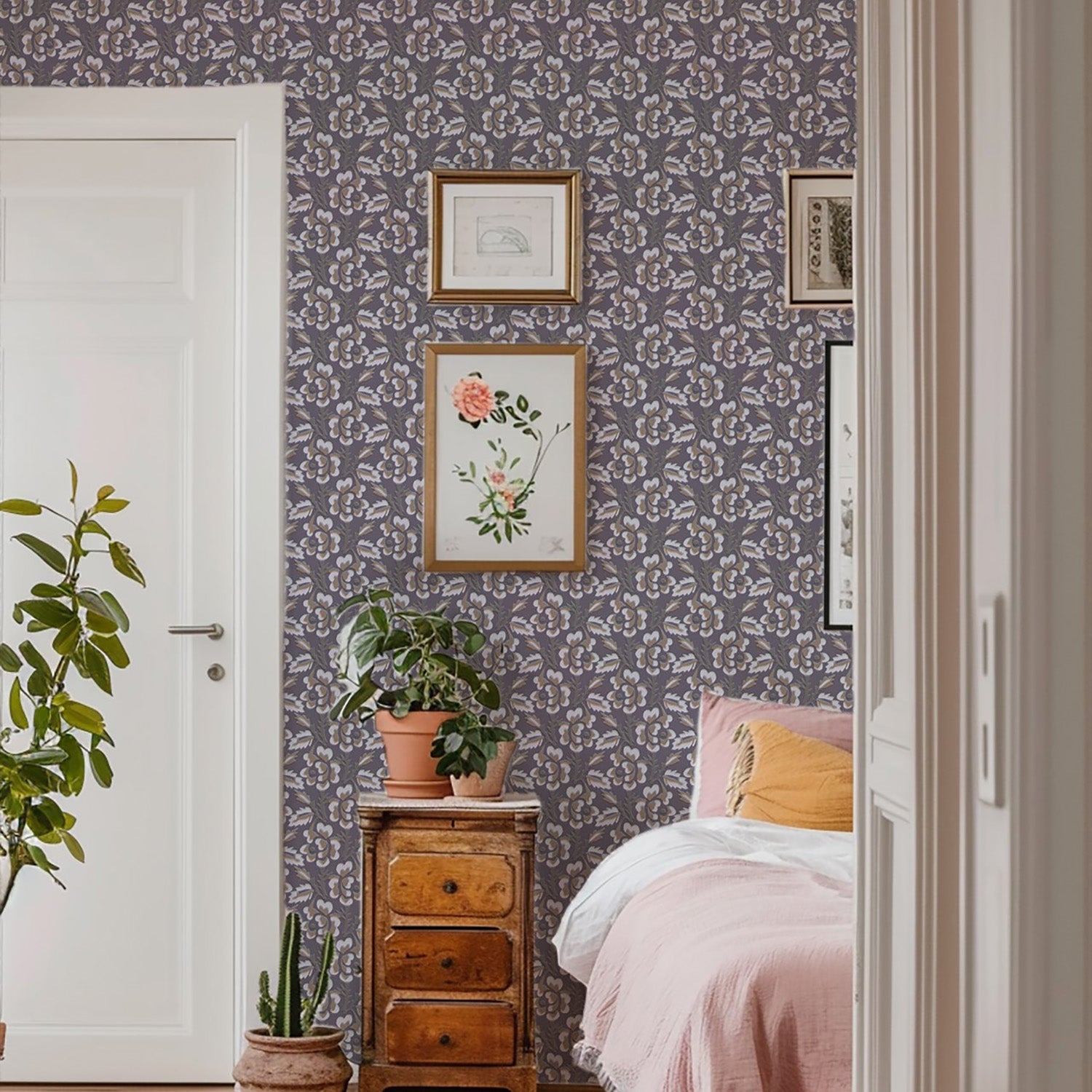 Mitchell Black Thorn & Blossom Wallpaper