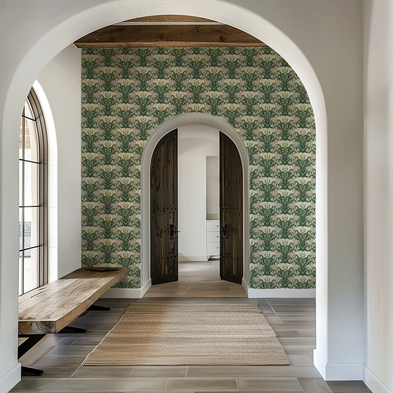 Mitchell Black Mirrored Flower Wallpaper