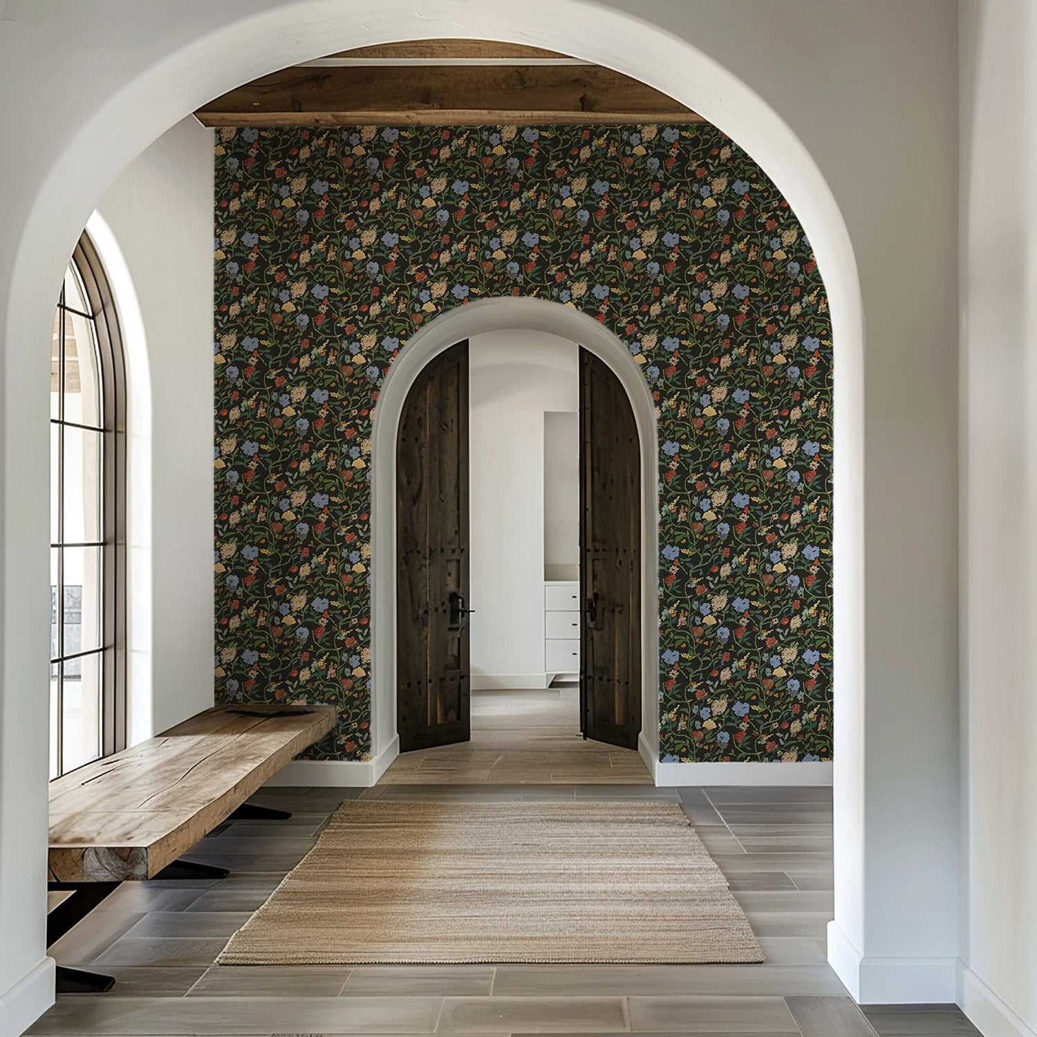 Mitchell Black Painted Flower Patch Wallpaper