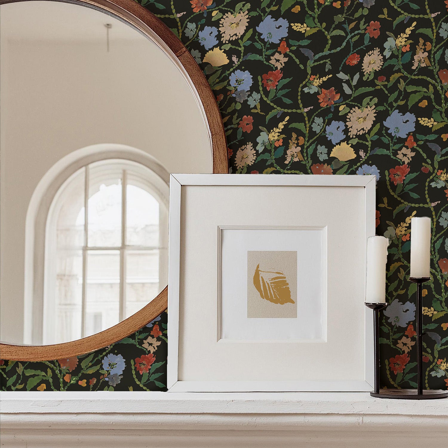 Mitchell Black Painted Flower Patch Wallpaper