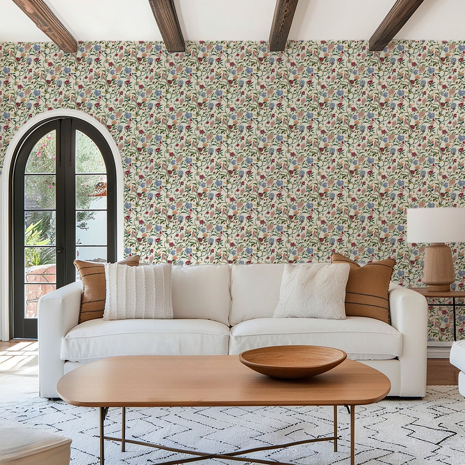 Mitchell Black Painted Flower Patch Wallpaper