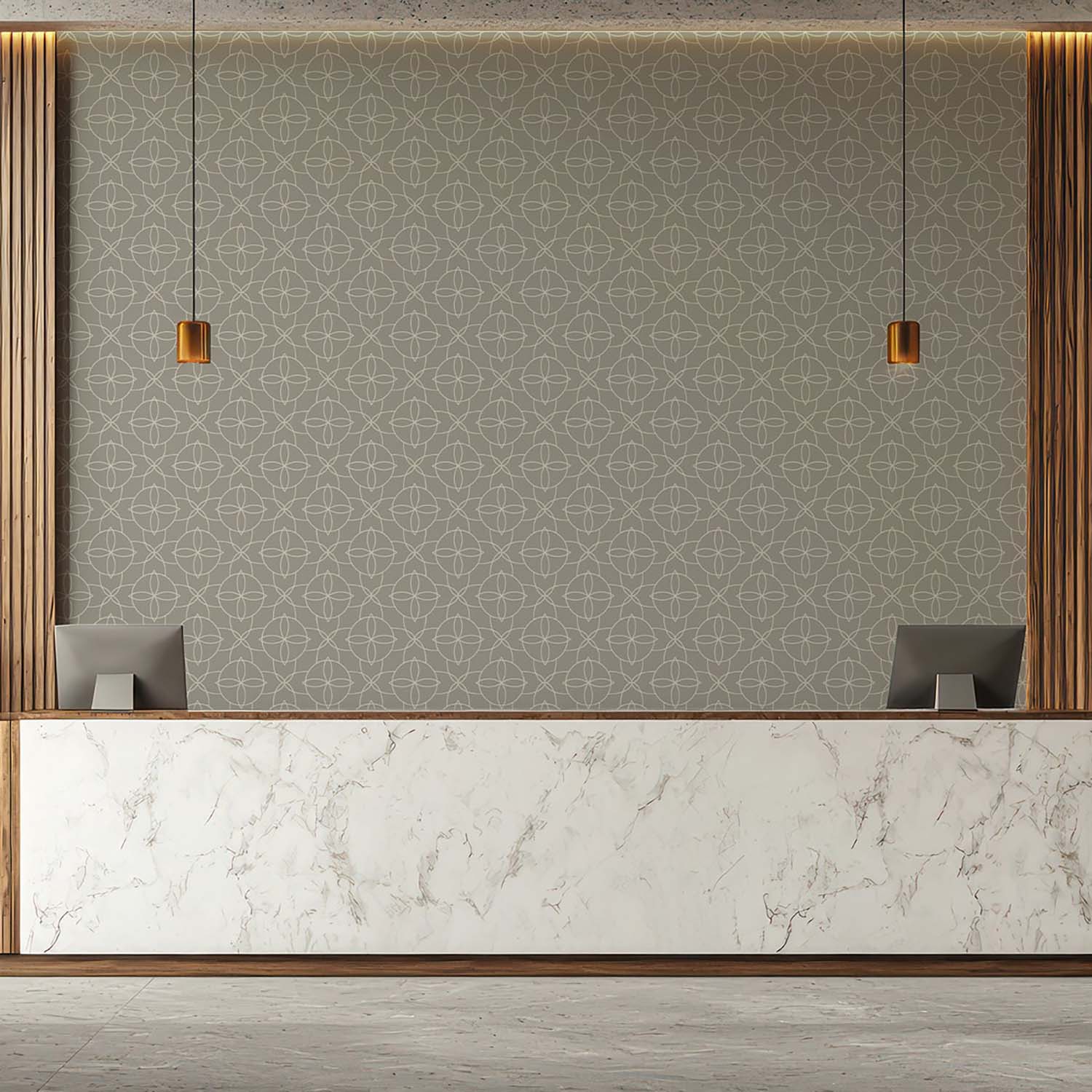 Mitchell Black Court Rosette Wallpaper