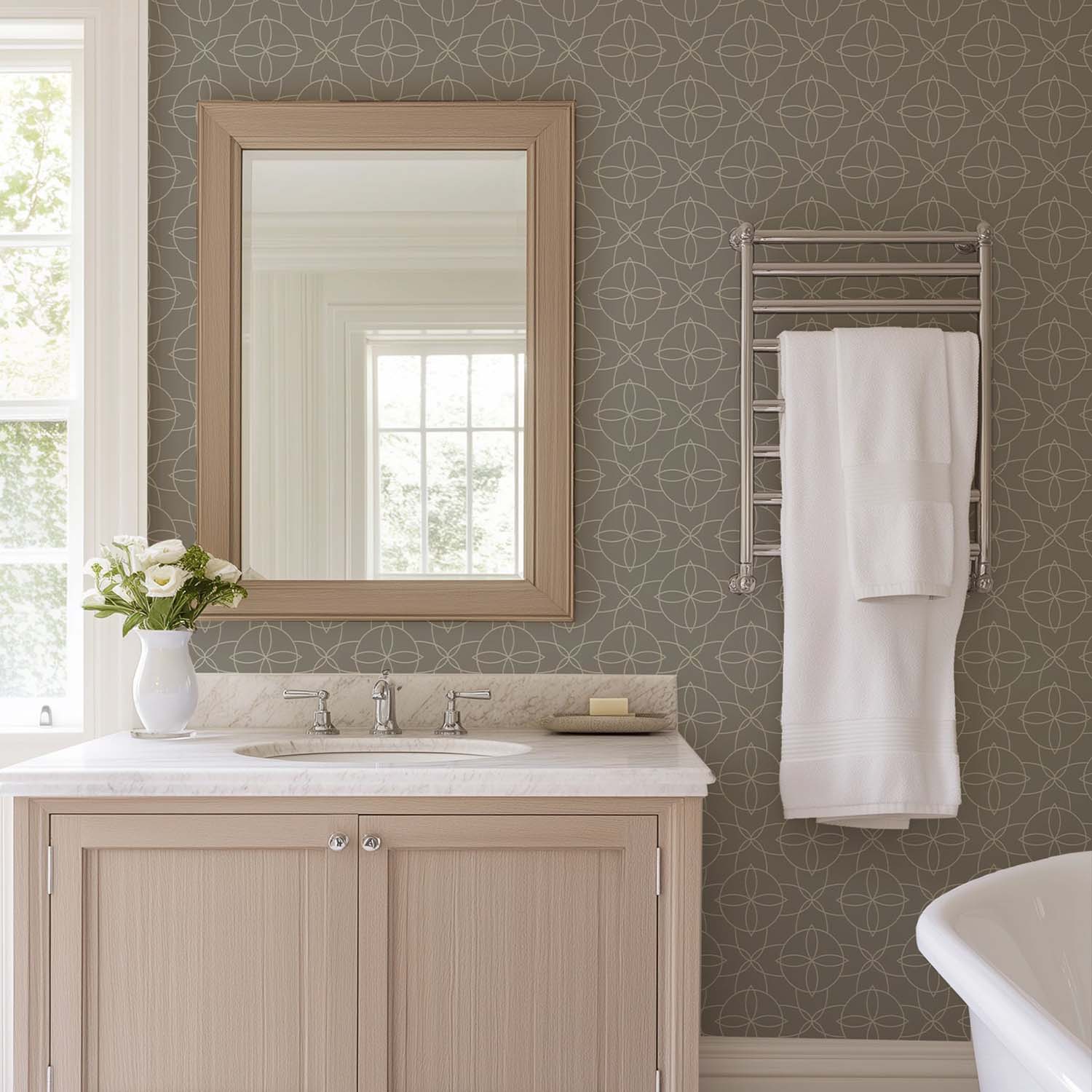 Mitchell Black Court Rosette Wallpaper