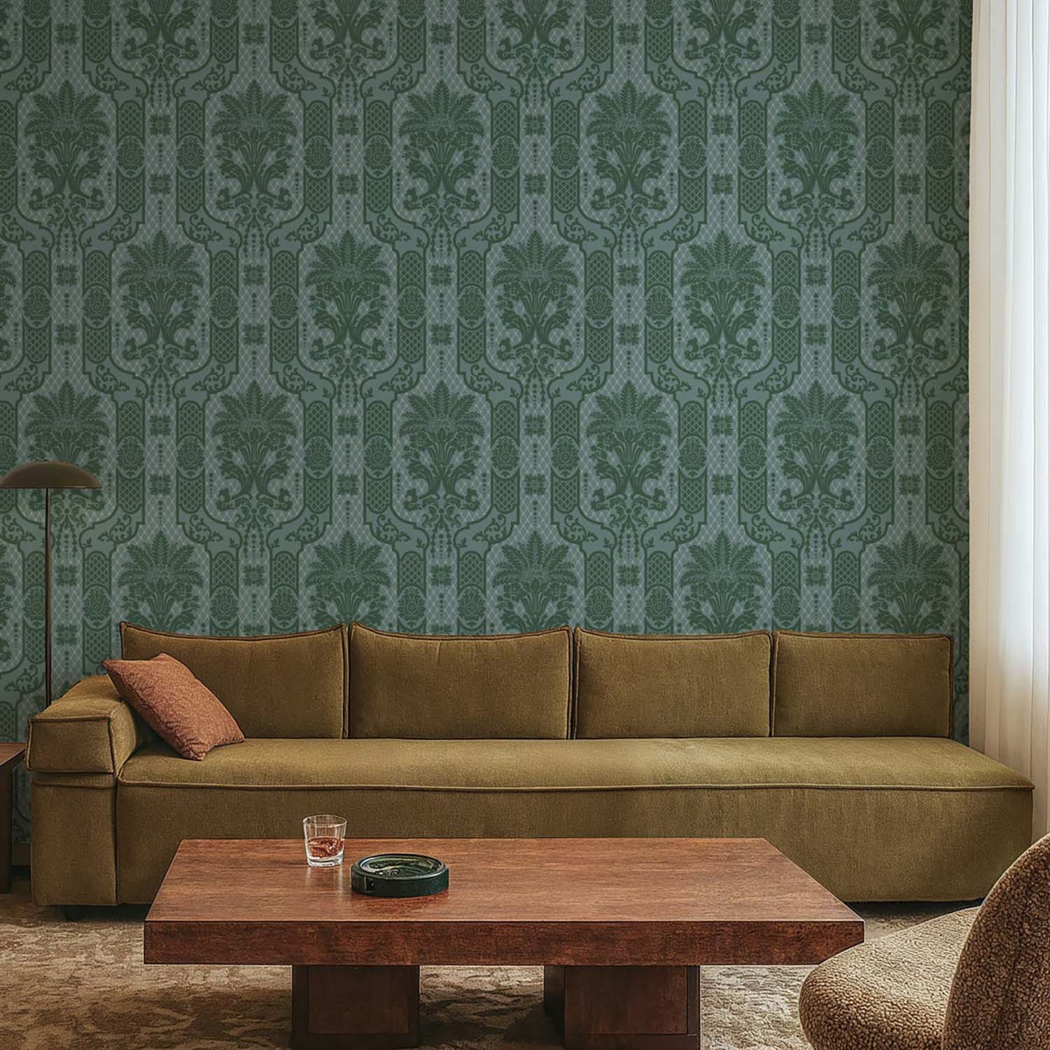 Mitchell Black Columnar Bloom Wallpaper