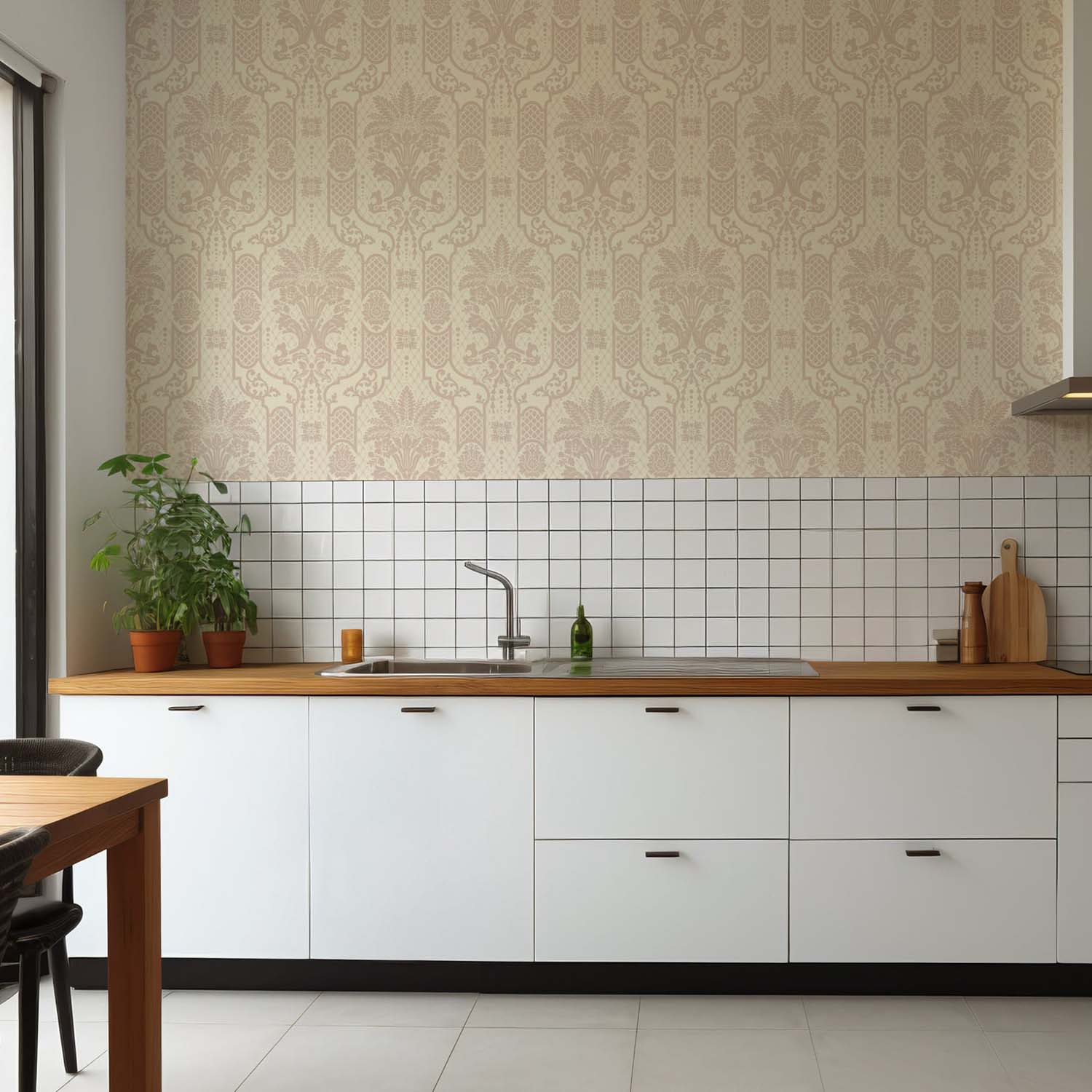 Mitchell Black Columnar Bloom Wallpaper