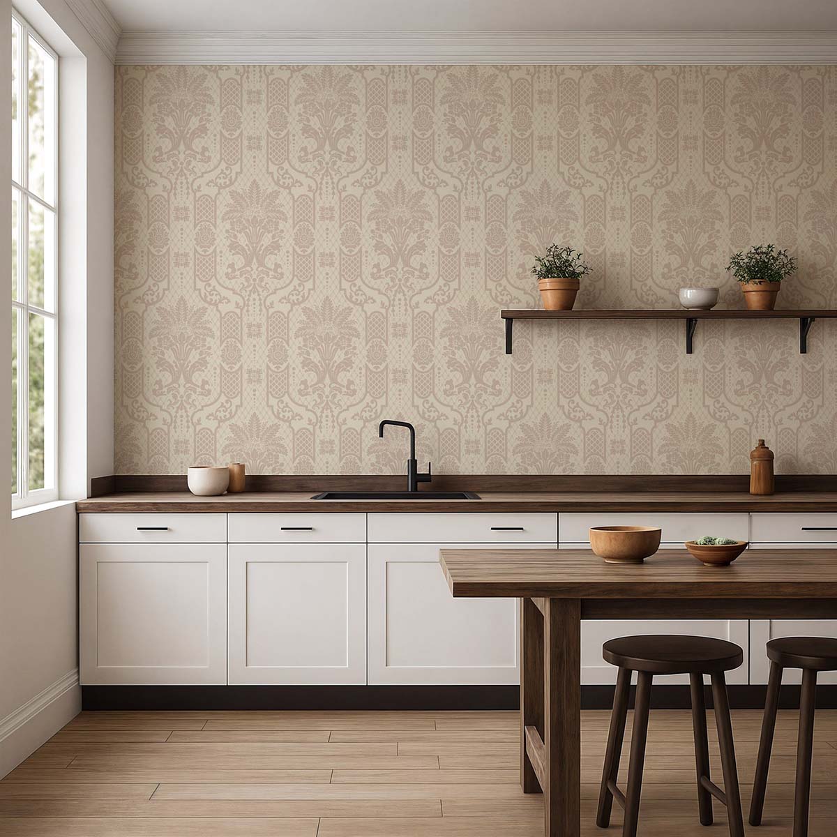 Mitchell Black Columnar Bloom Wallpaper