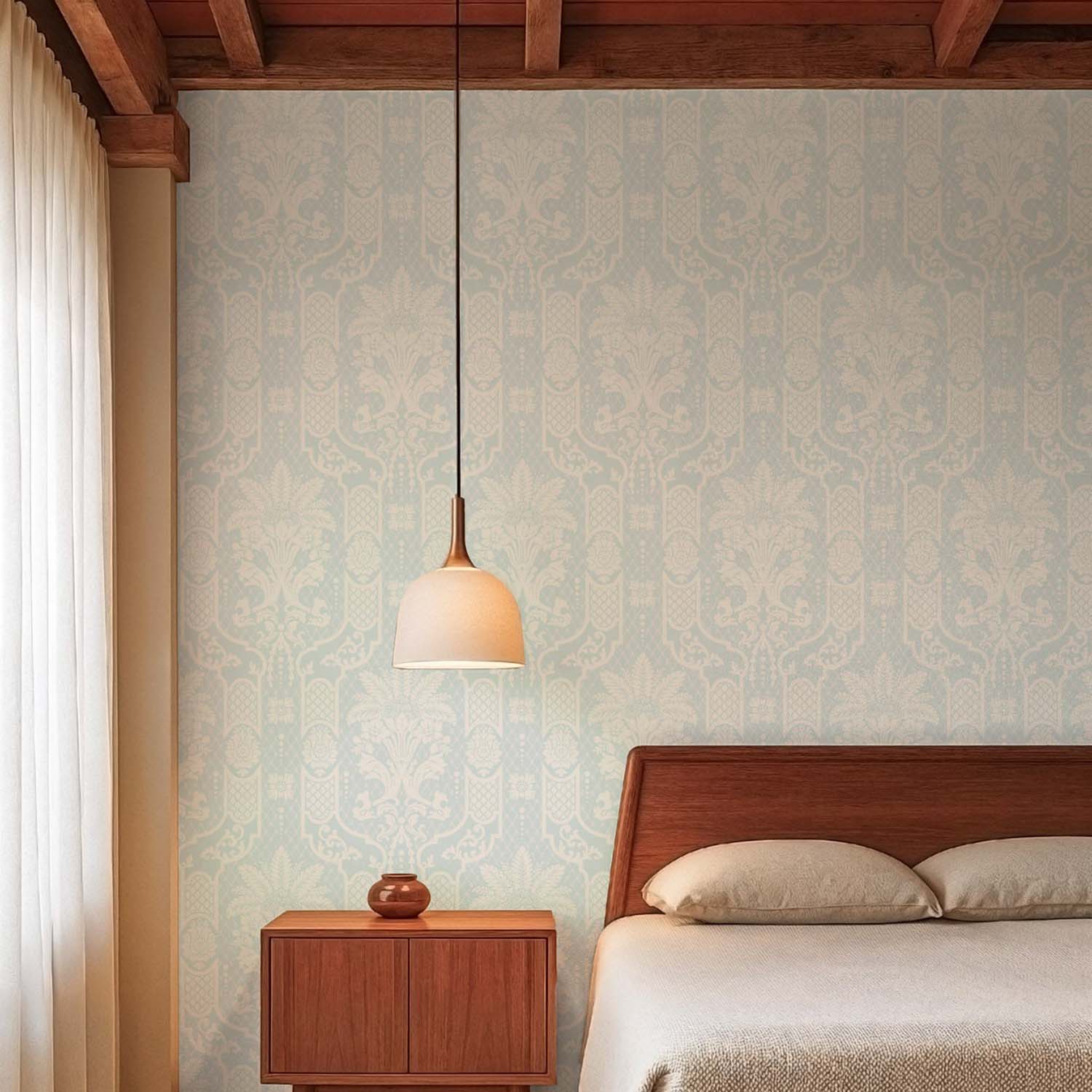 Mitchell Black Columnar Bloom Wallpaper