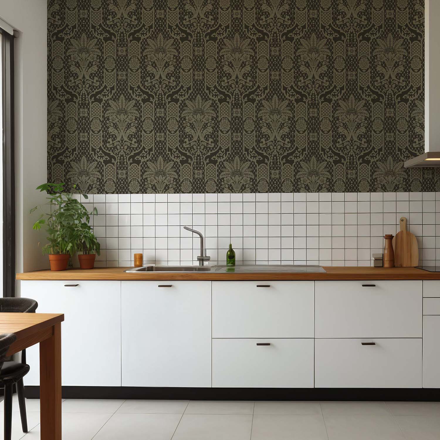 Mitchell Black Columnar Bloom Wallpaper