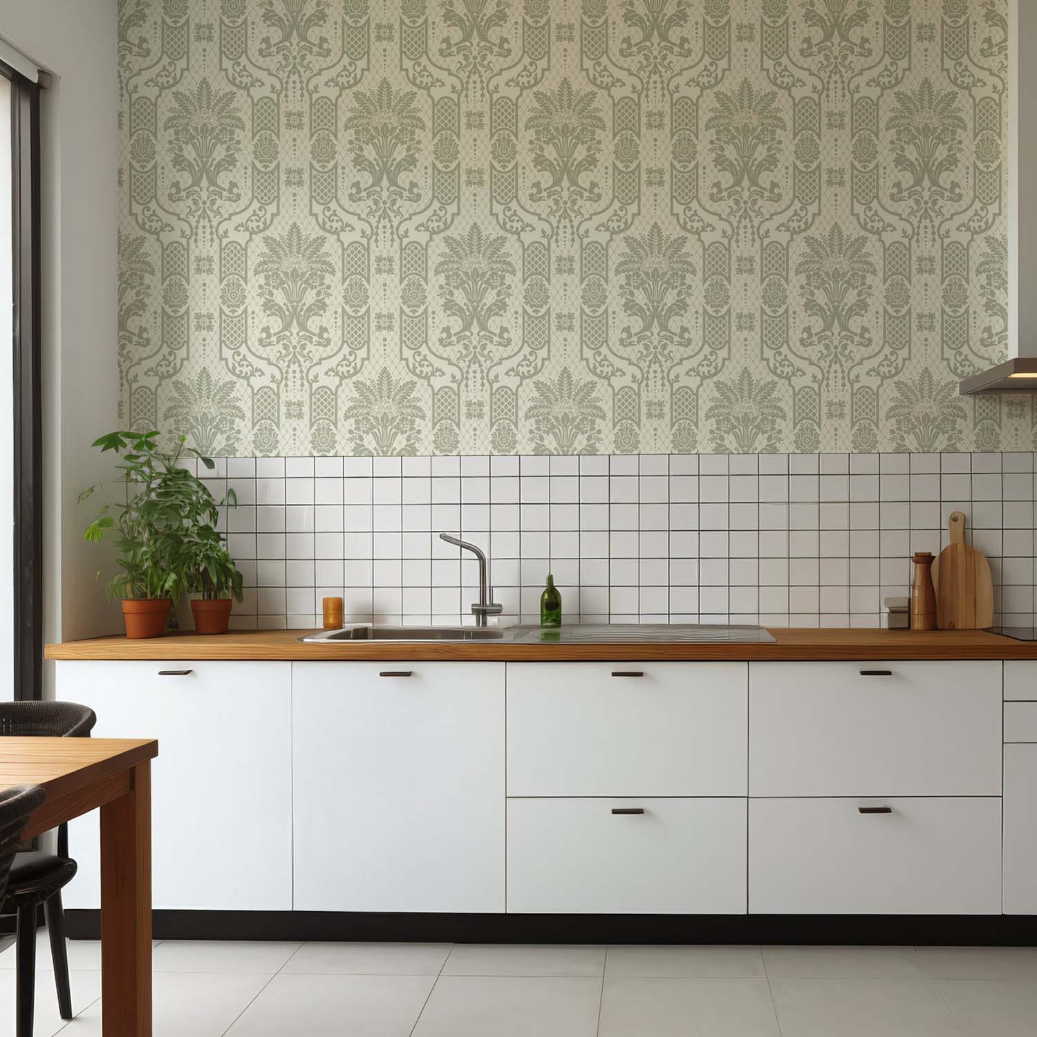 Mitchell Black Columnar Bloom Wallpaper