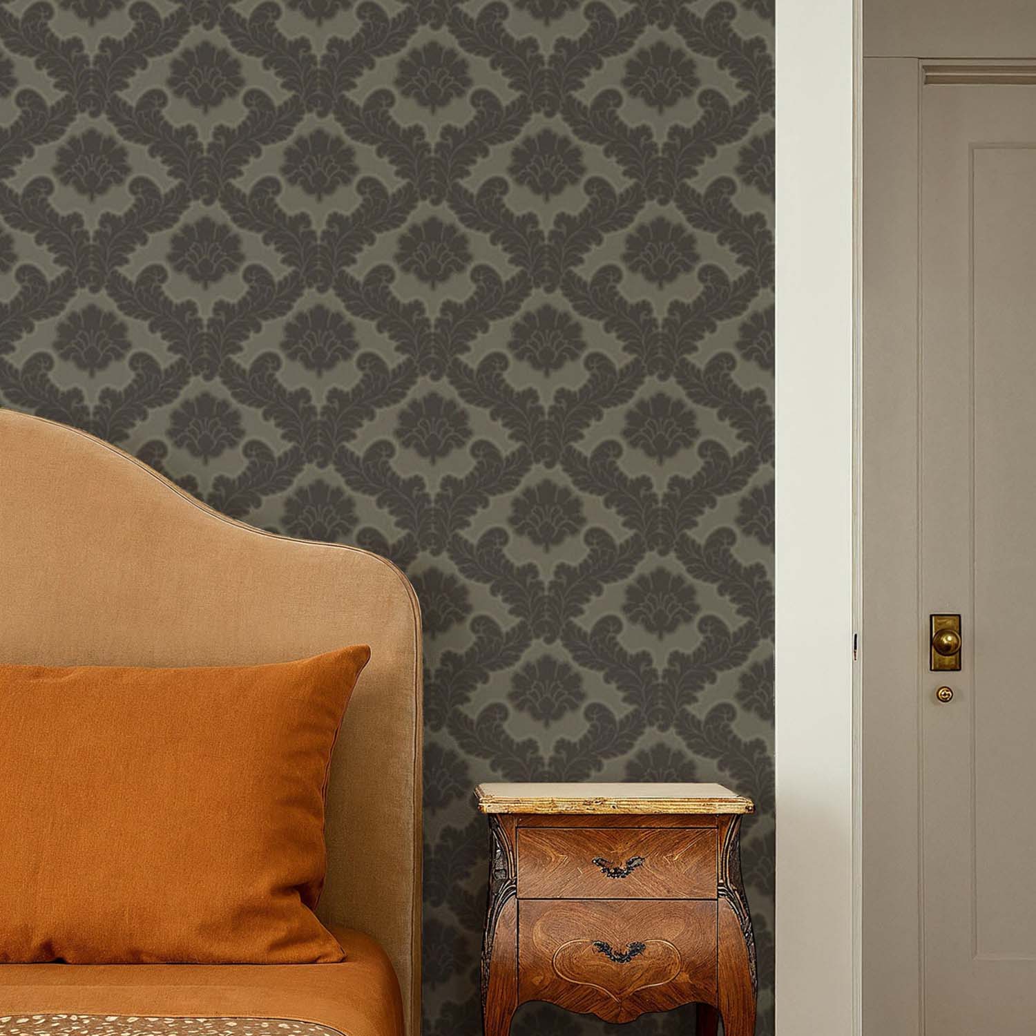 Mitchell Black Drawing Room Leaf Wallpaper