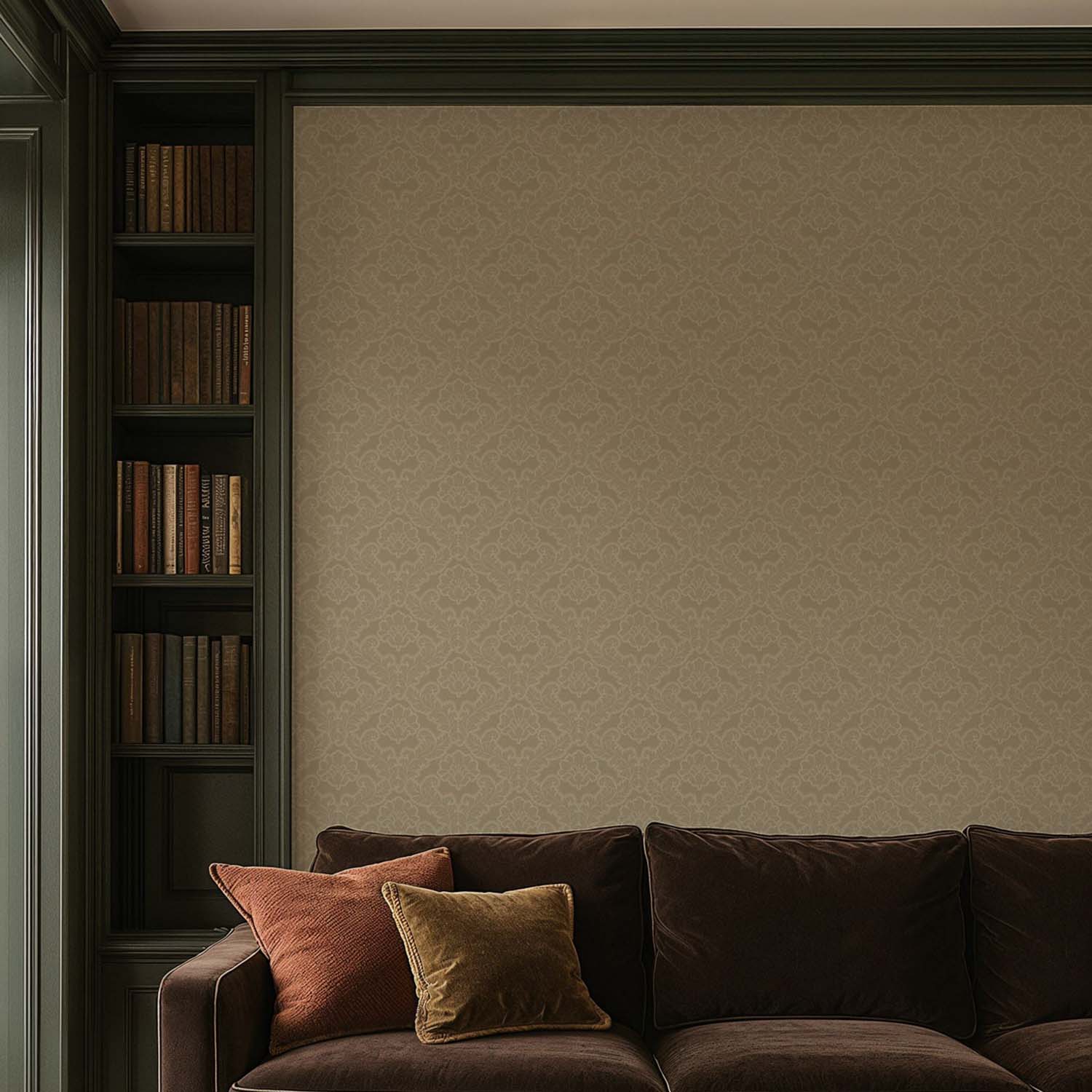 Drawing Room Leaf botanical wallpaper in Platinum, swatch detail