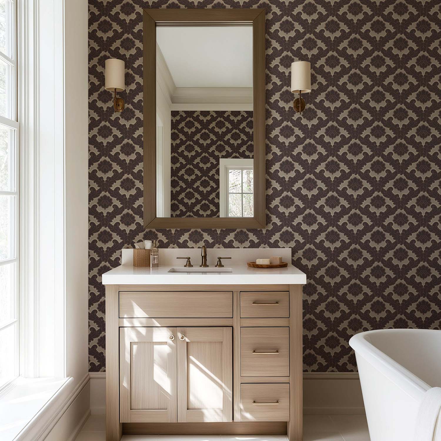 Mitchell Black Drawing Room Leaf Wallpaper