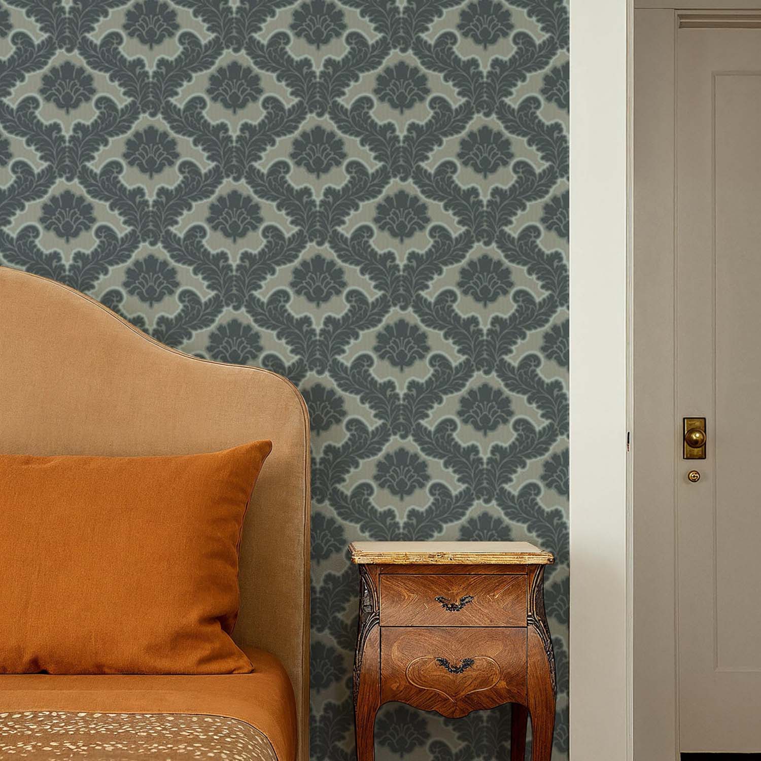 Mitchell Black Drawing Room Leaf Wallpaper