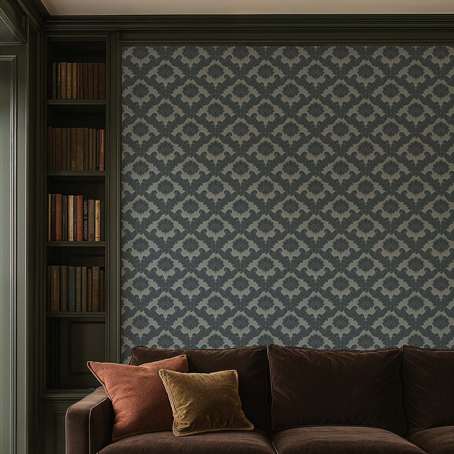 Mitchell Black Drawing Room Leaf Wallpaper