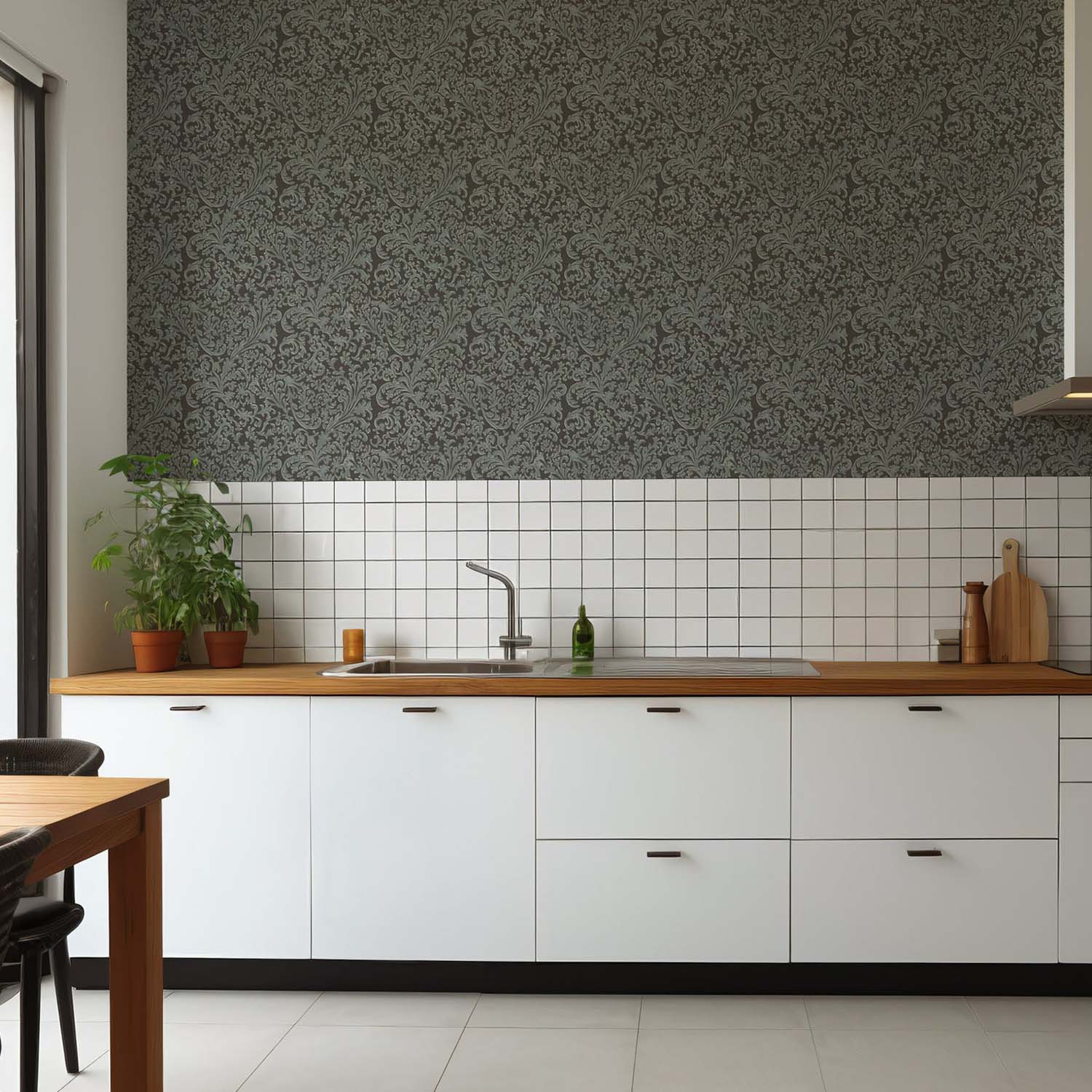 Mitchell Black Florentine Vine Wallpaper