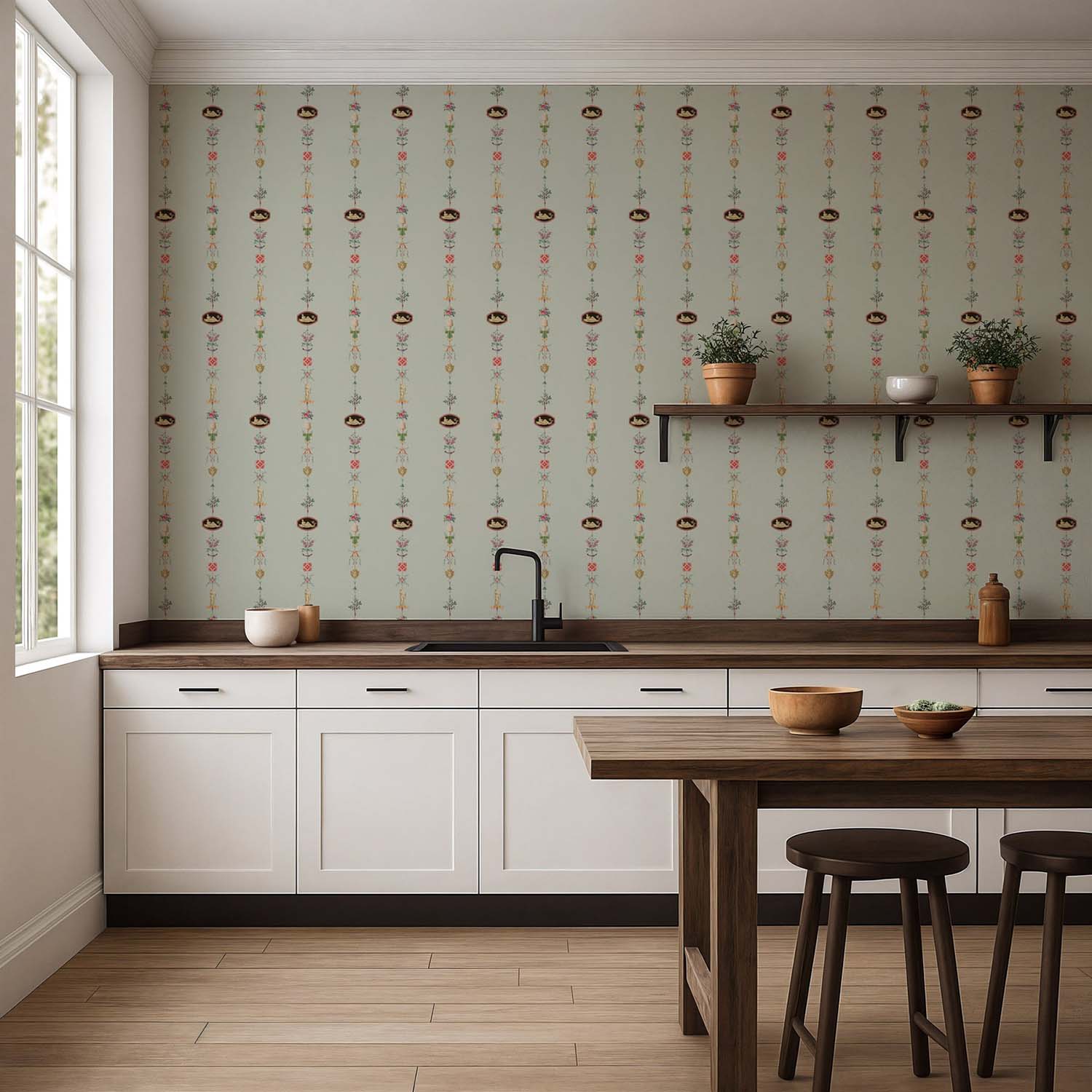 Mitchell Black NeoClassical Stripe Wallpaper