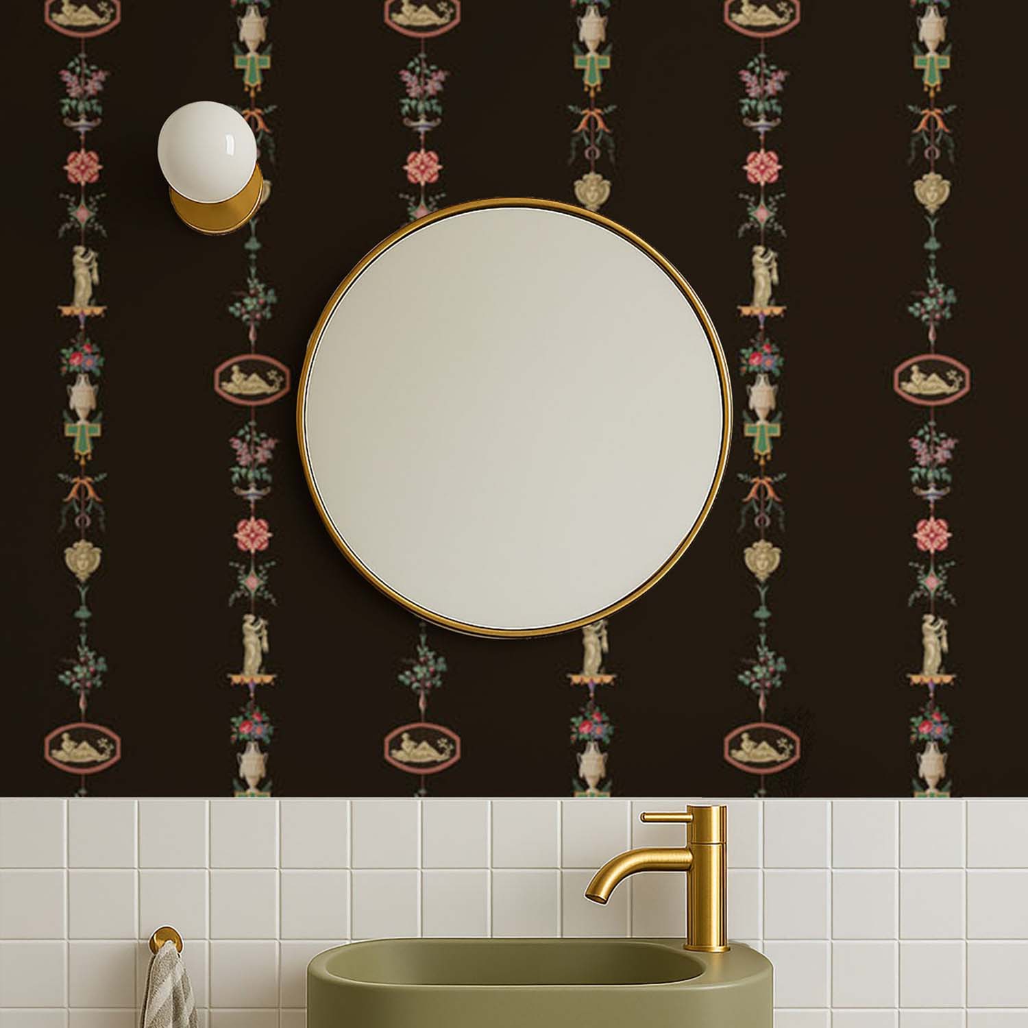 Mitchell Black NeoClassical Stripe Wallpaper