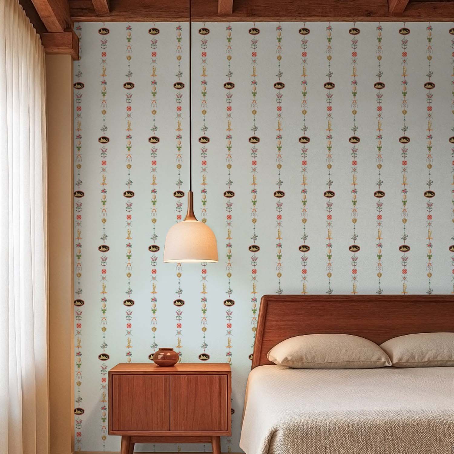 Mitchell Black NeoClassical Stripe Wallpaper